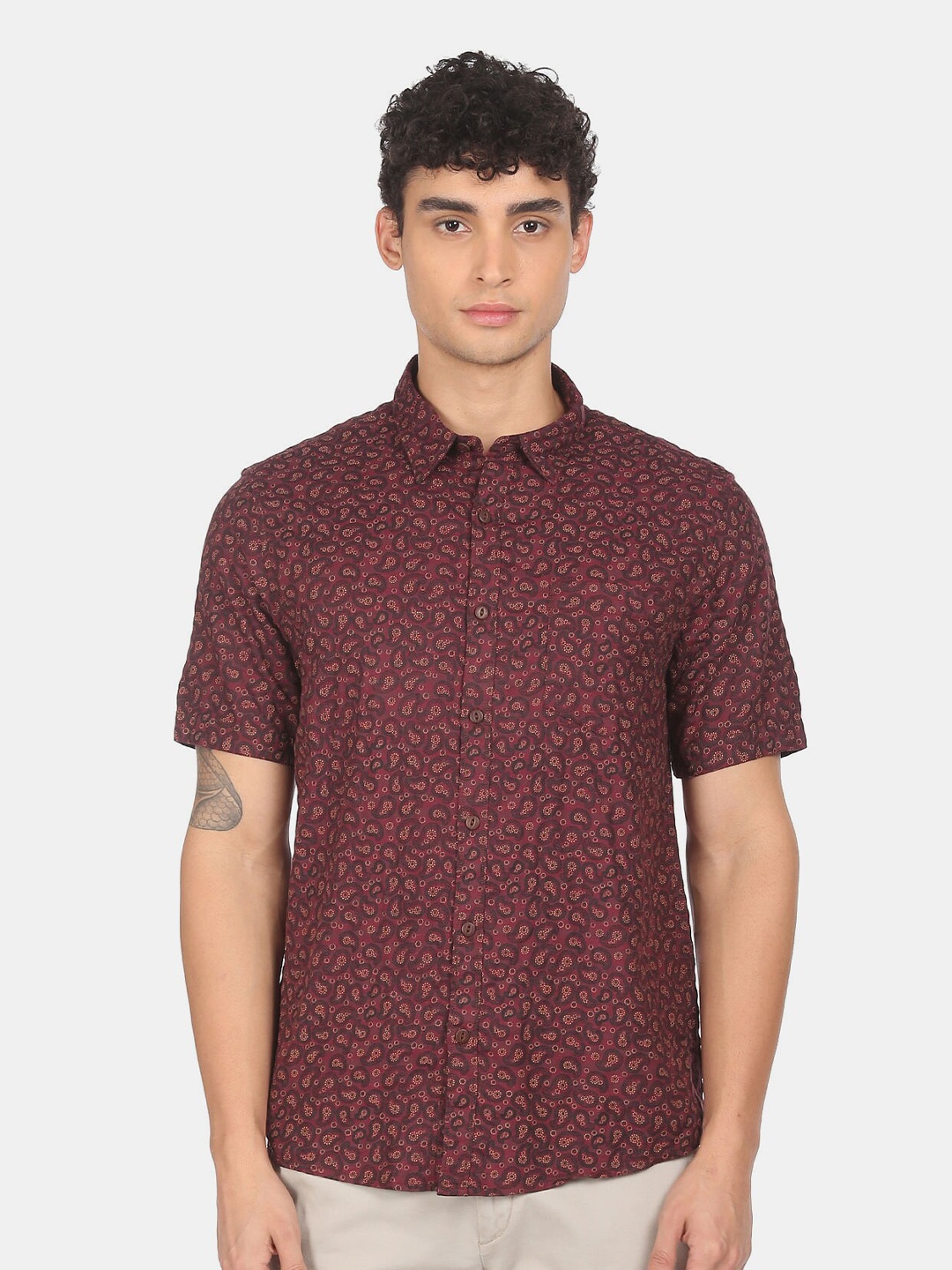 

Ruggers Men Red Printed Casual Shirt