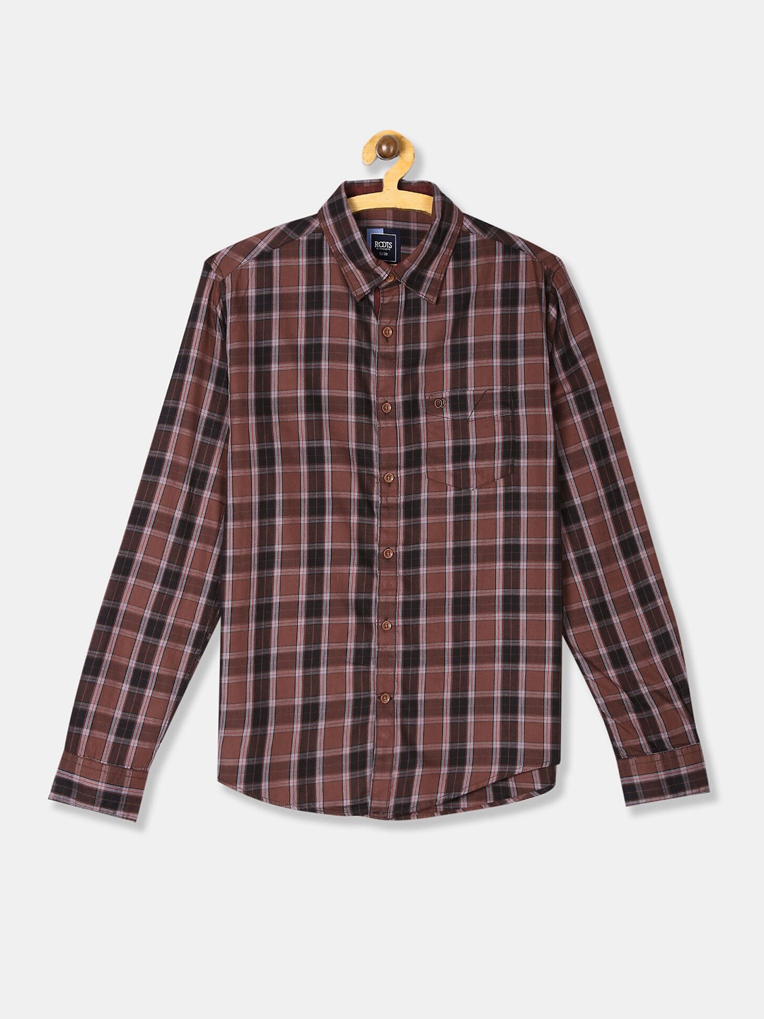 

Ruggers Men Brown Tartan Checked Casual Shirt