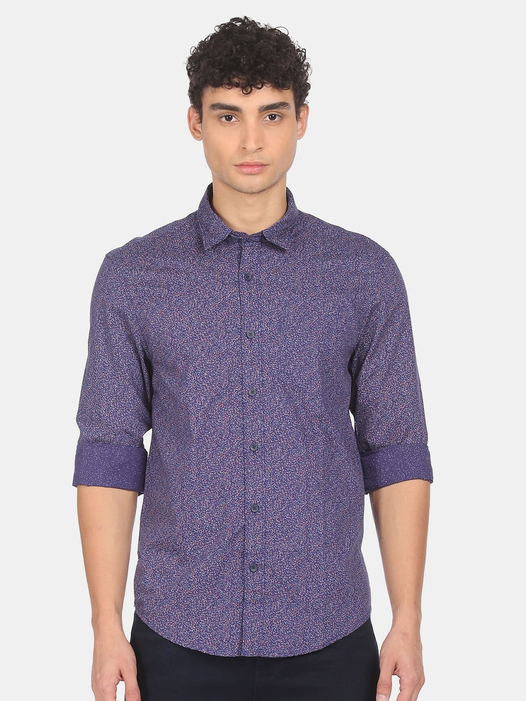 

Ruggers Men Blue Printed Casual Shirt