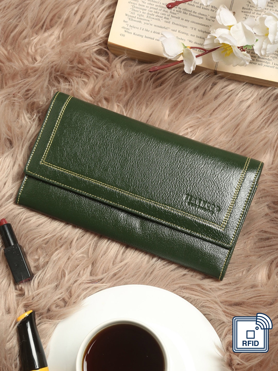 

Teakwood Leathers Women Olive Green Solid Leather Two Fold Wallet