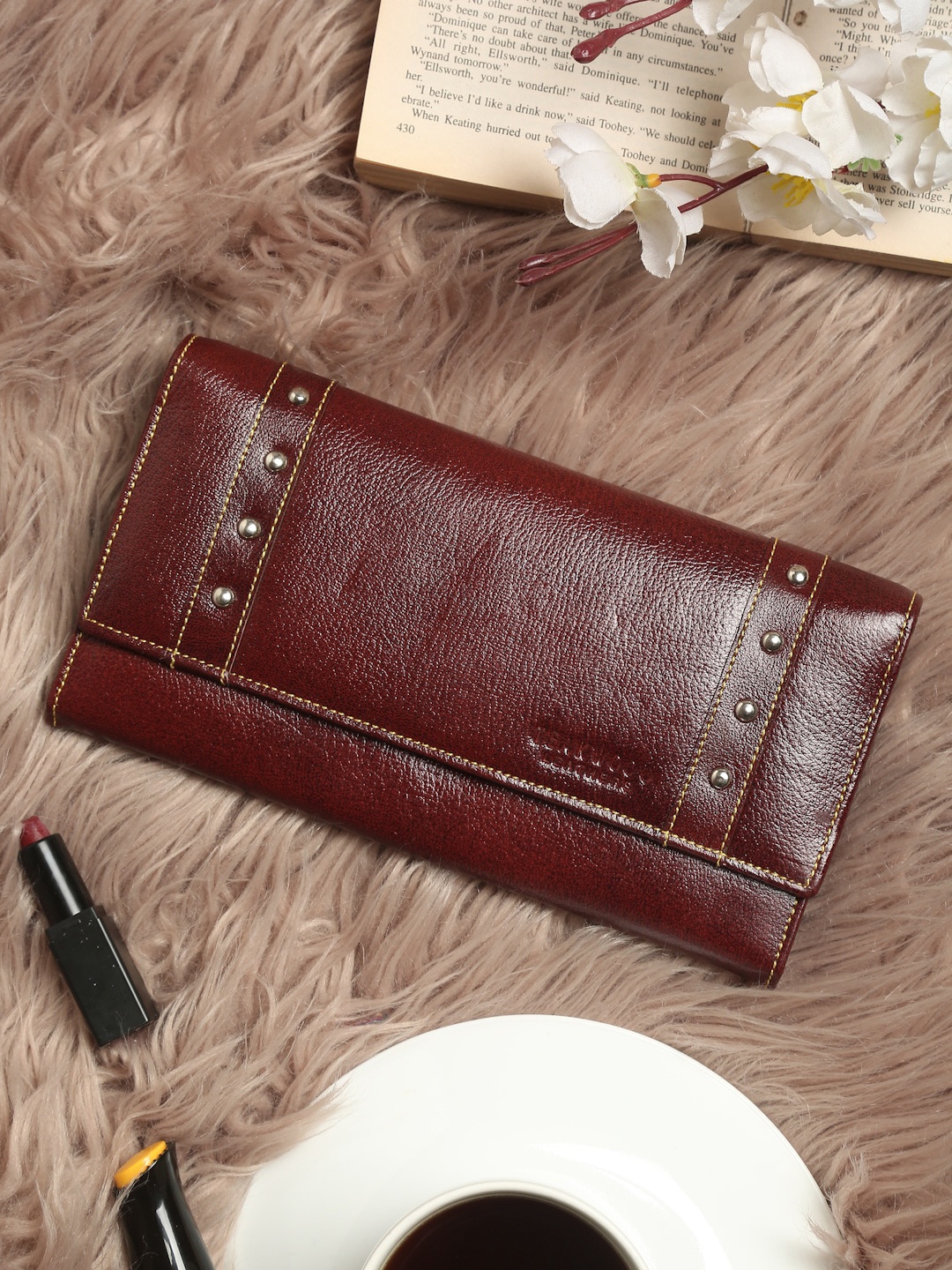 

Teakwood Leathers Maroon Leather Purse Clutch