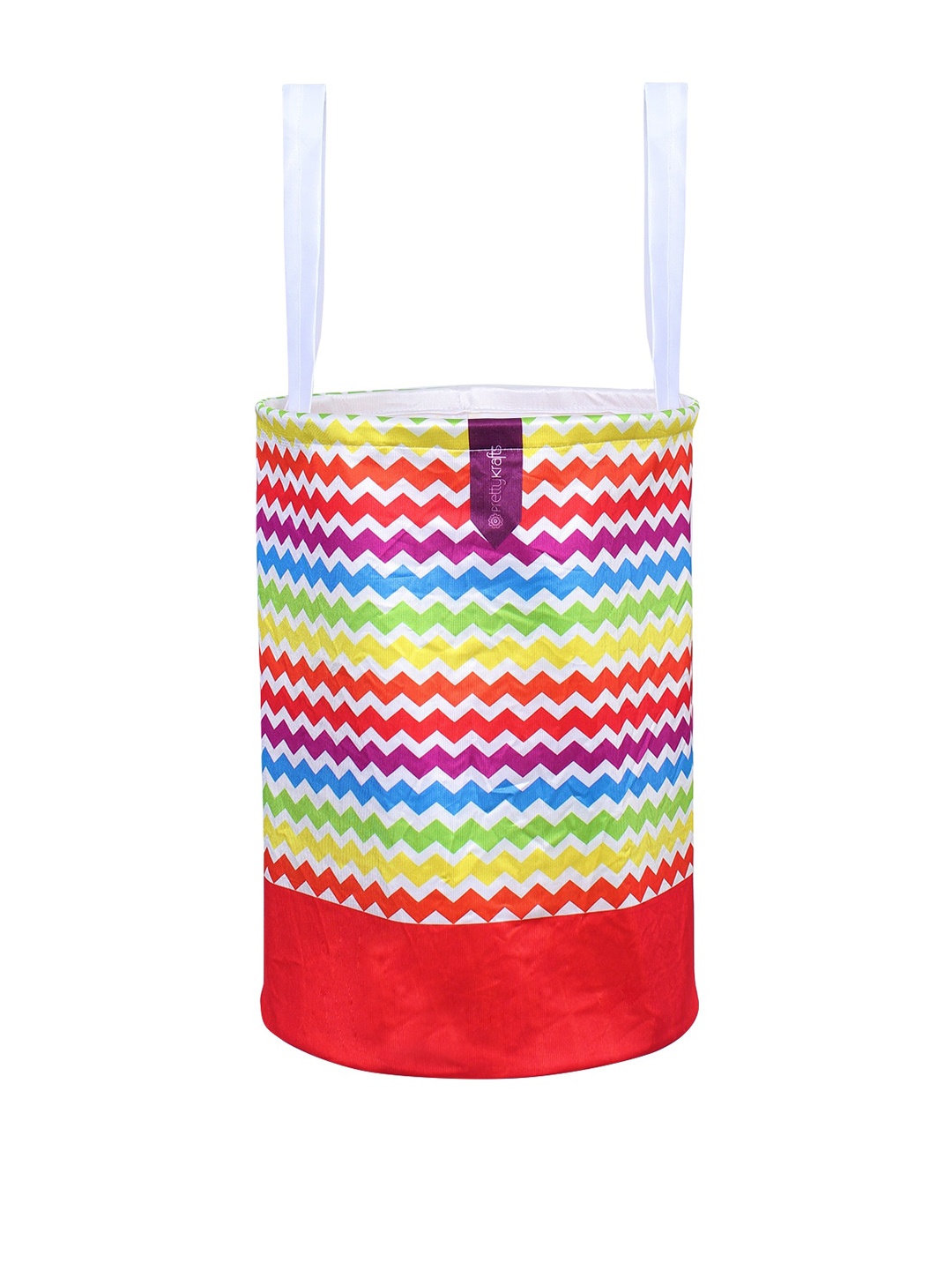 

prettykrafts Multicolored Round Foldable Laundry Basket, Multi