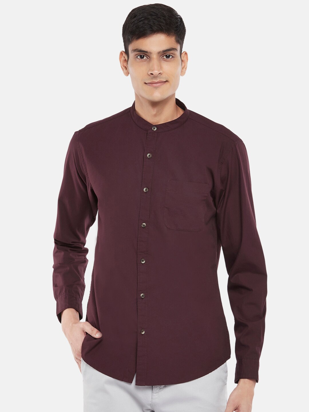 

BYFORD by Pantaloons Men Maroon Slim Fit Casual Shirt