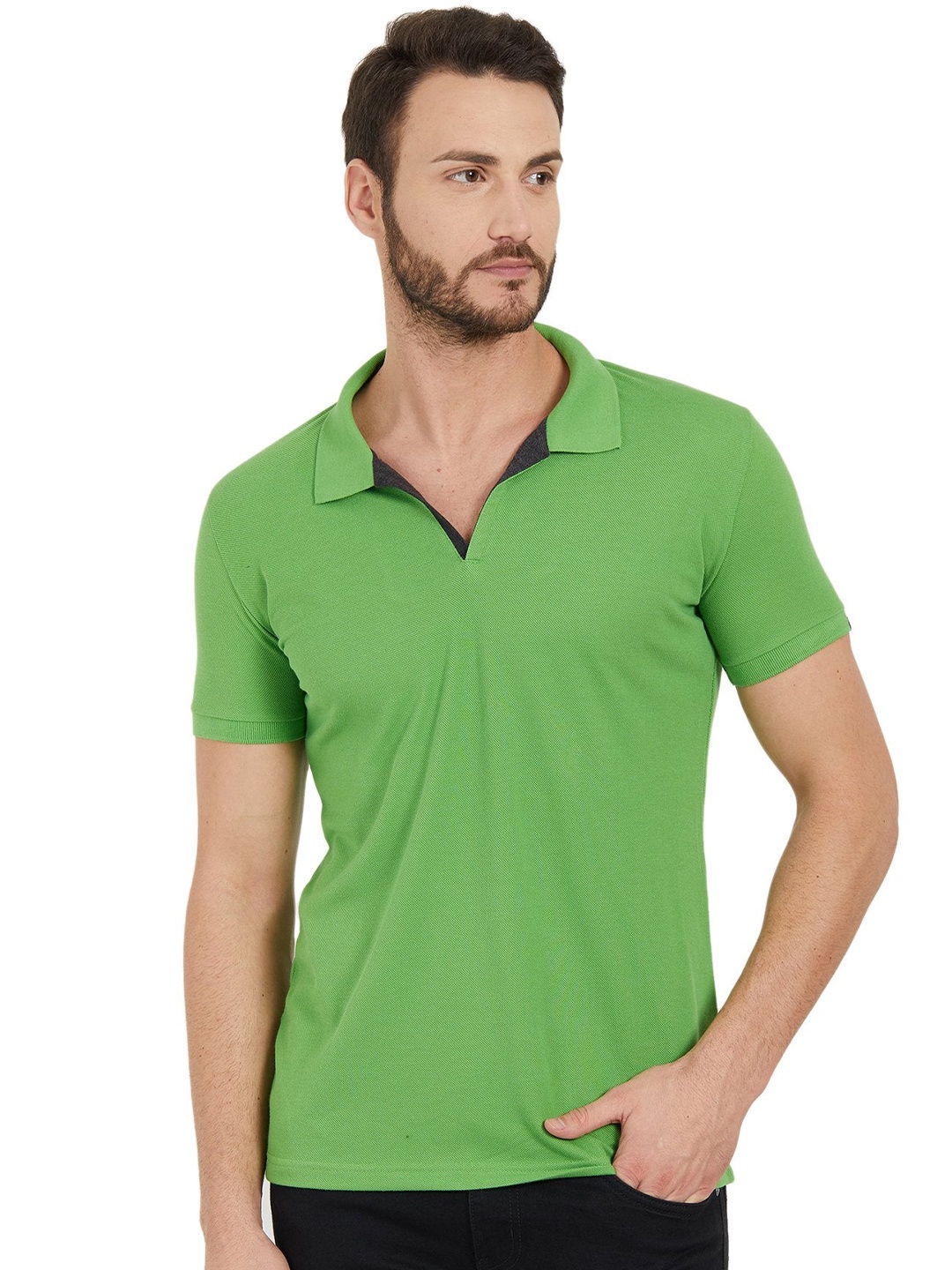 

Status Quo Men Green Polo Collar T-shirt