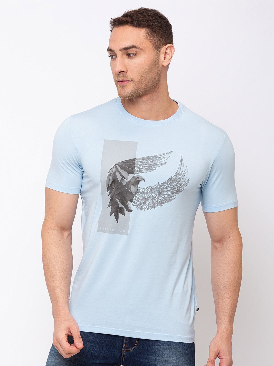 

Status Quo Men Blue Printed T-shirt