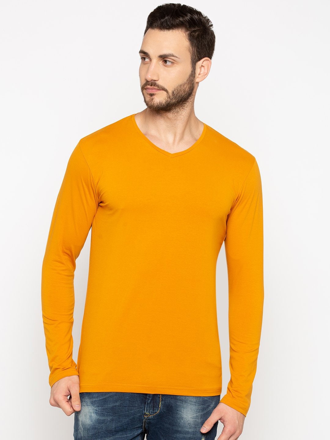 

Status Quo Men Yellow V-Neck T-shirt