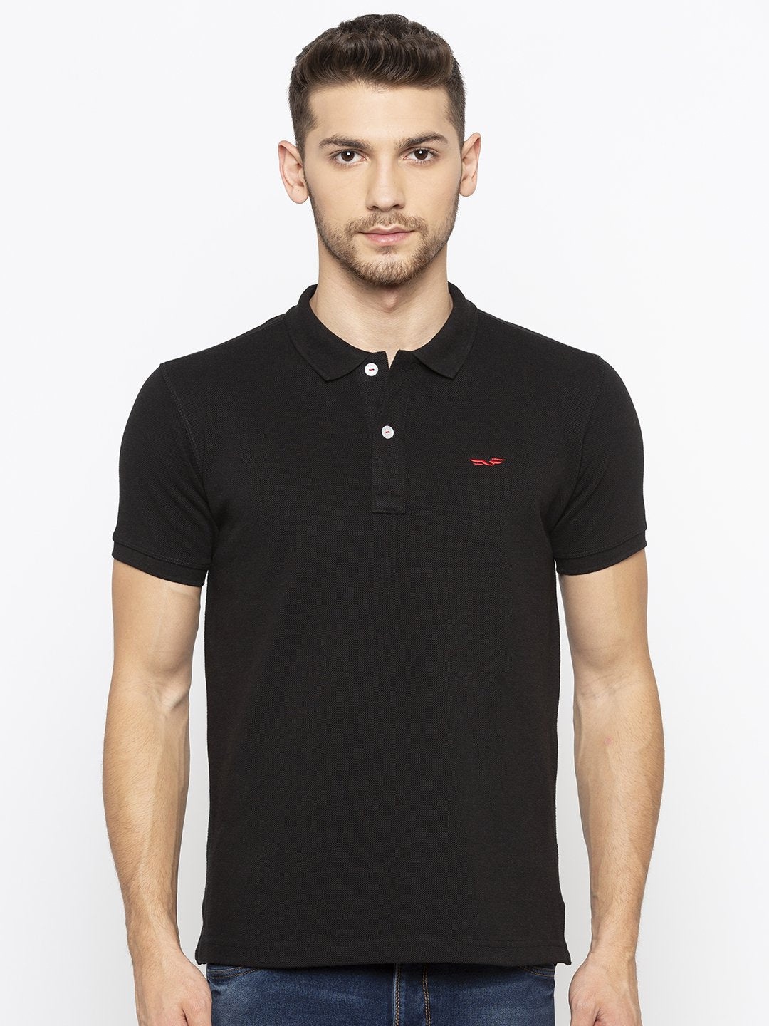 

Status Quo Men Black Polo Collar T-shirt