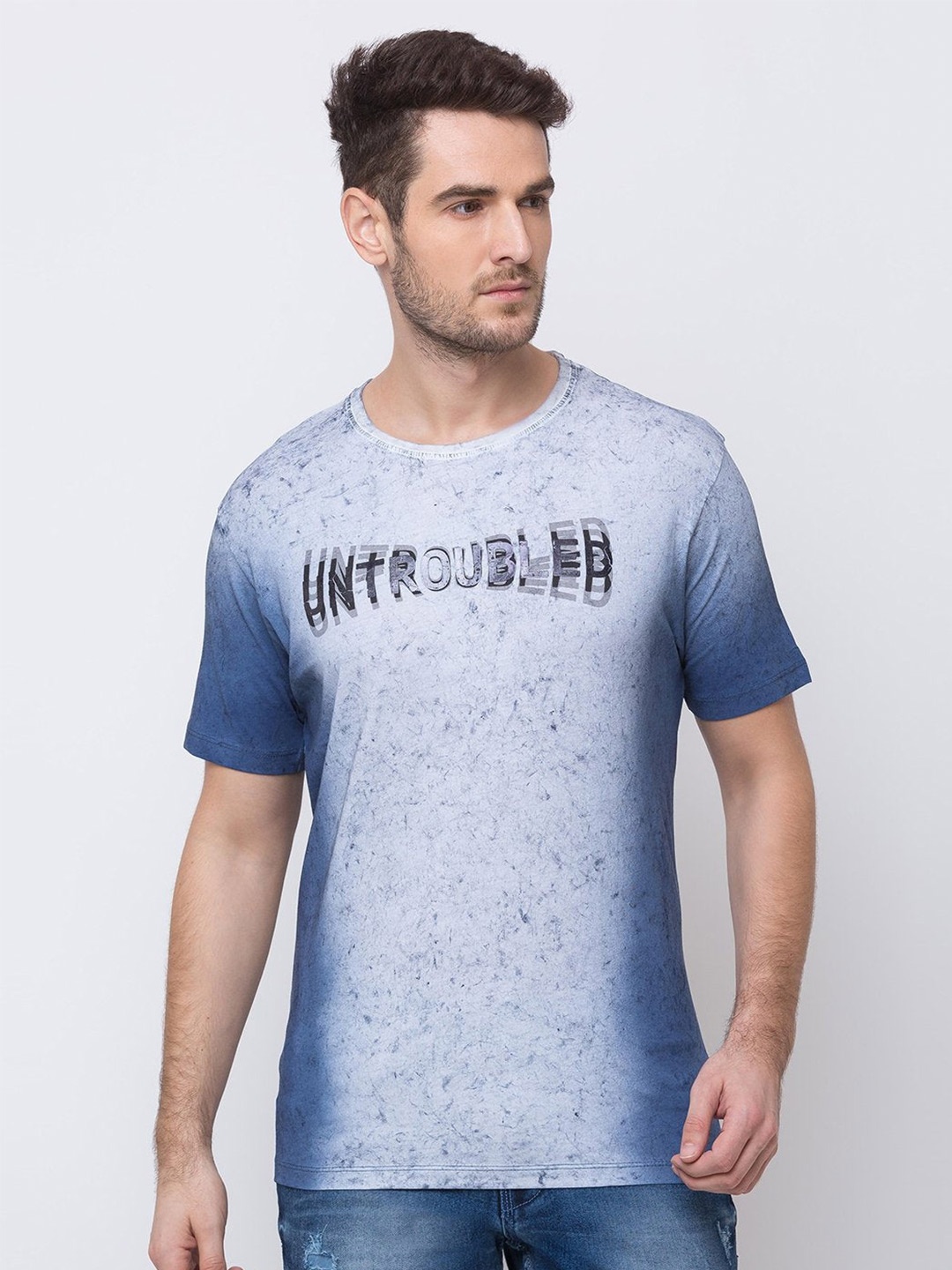 

Status Quo Men Blue Typography Printed T-shirt