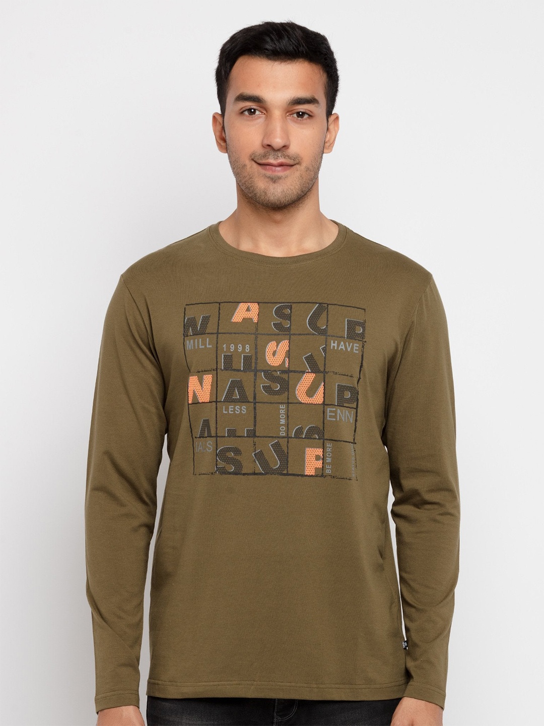 Status Quo Men Green Typography Printed T-shirt