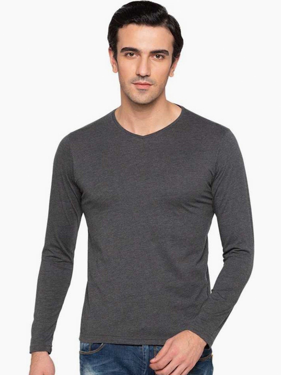 

Status Quo Men Grey V-Neck Cotton T-shirt