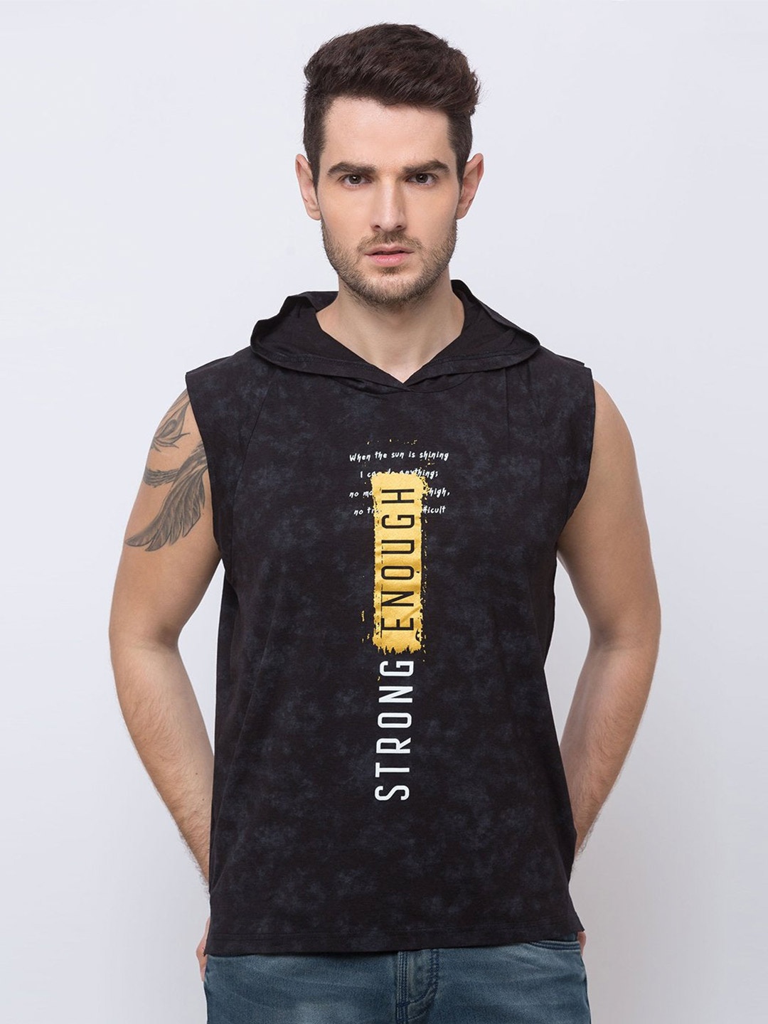 

Status Quo Men Black Typography Printed T-shirt