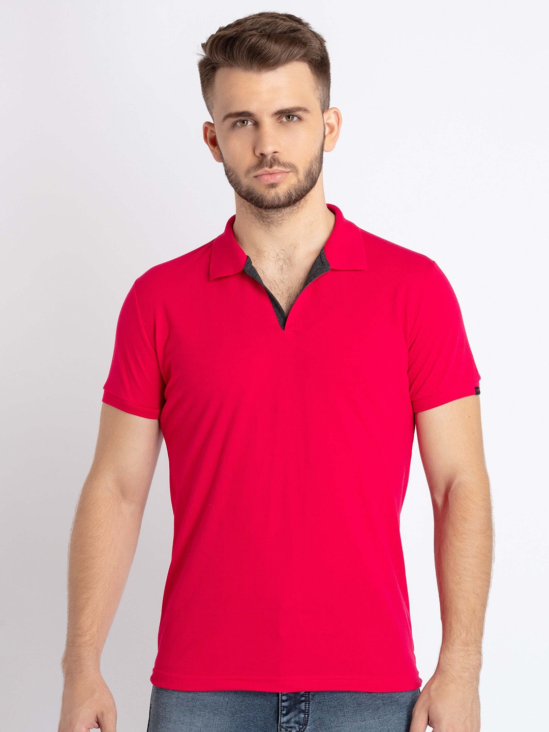 

Status Quo Men Pink Polo Collar T-shirt