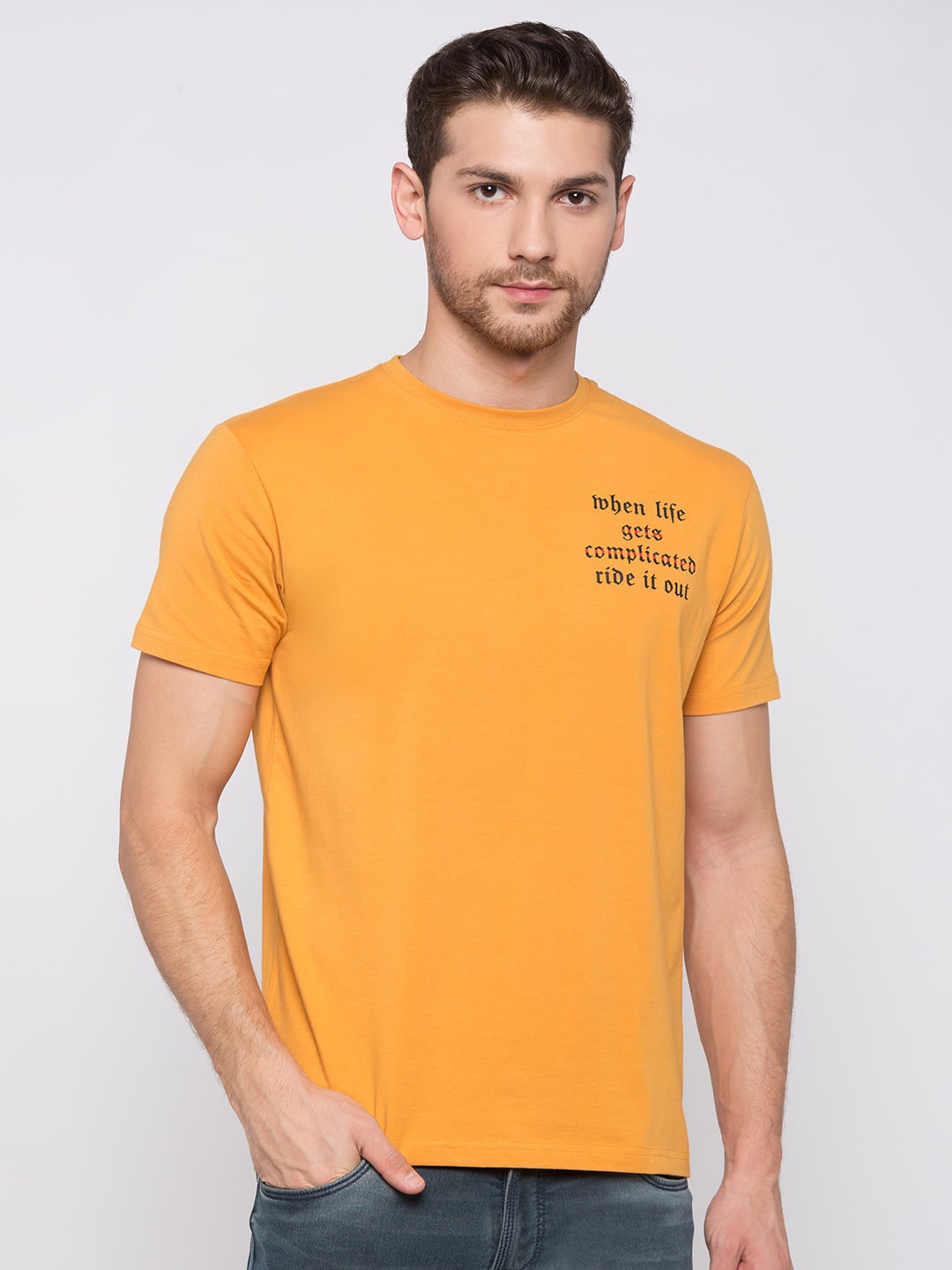 Status Quo Men Yellow T-shirt