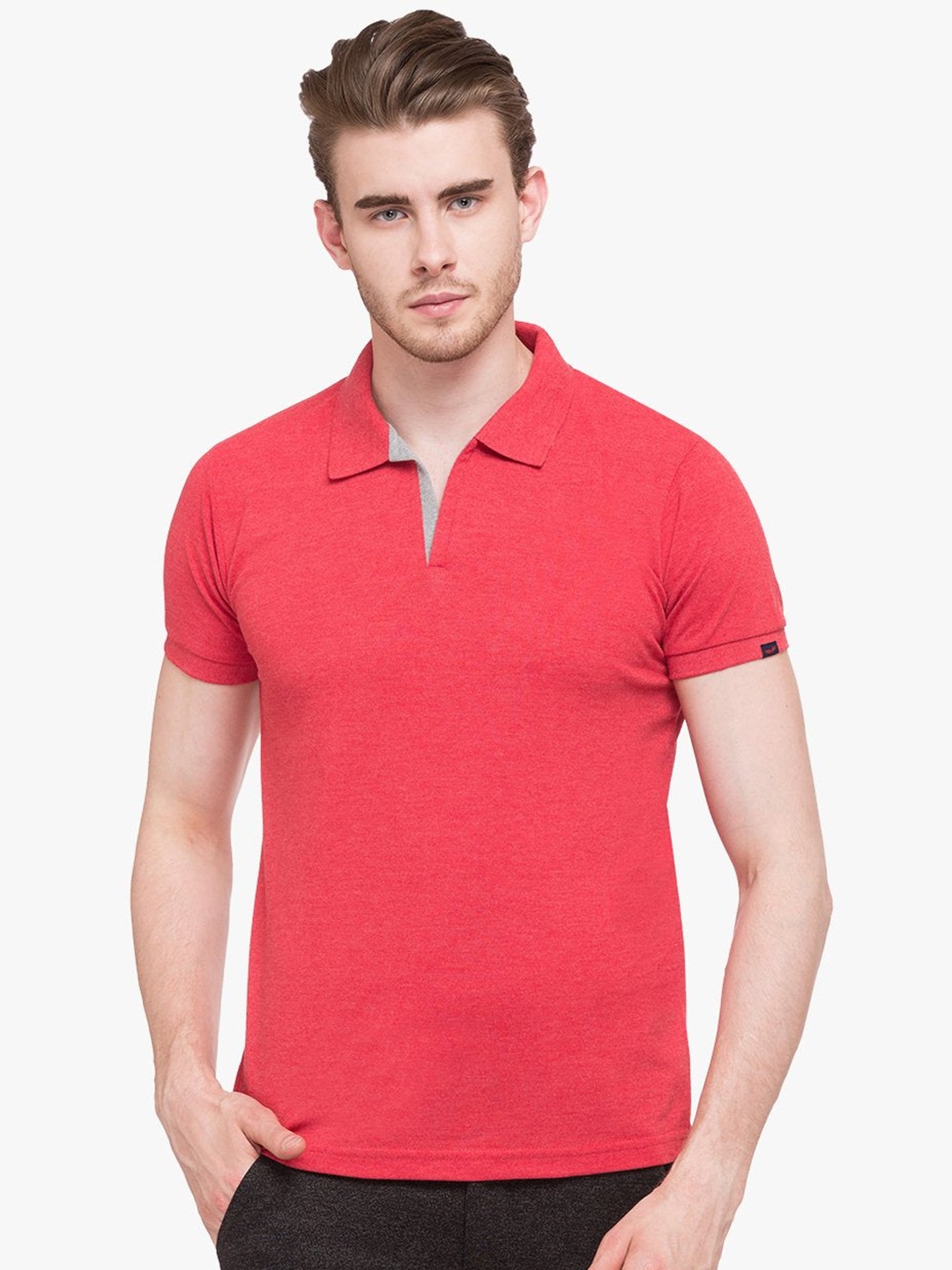 

Status Quo Men Coral Polo Collar T-shirt
