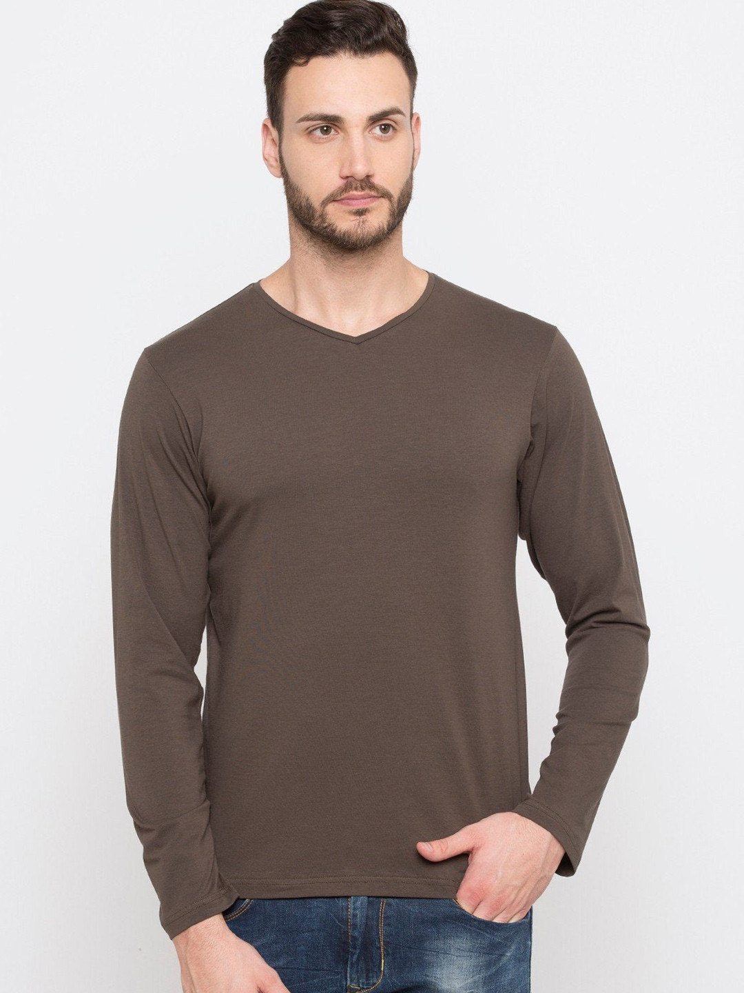 

Status Quo Men Grey V-Neck Cotton T-shirt