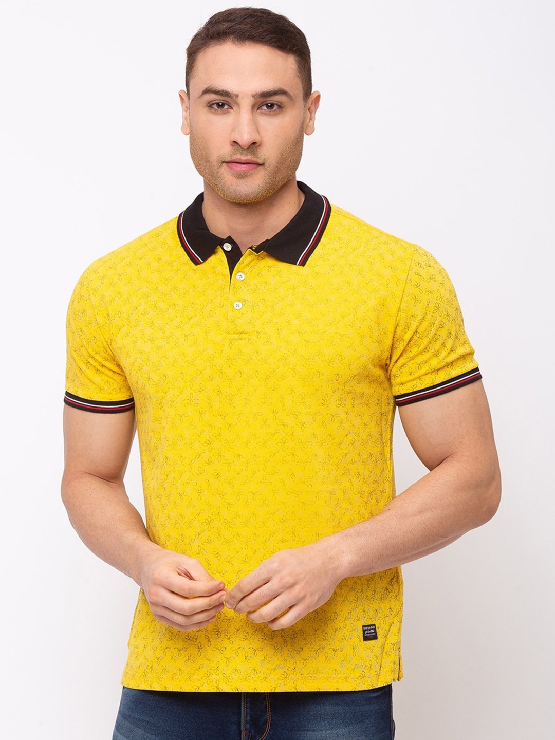 

Status Quo Men Yellow Polo Collar T-shirt