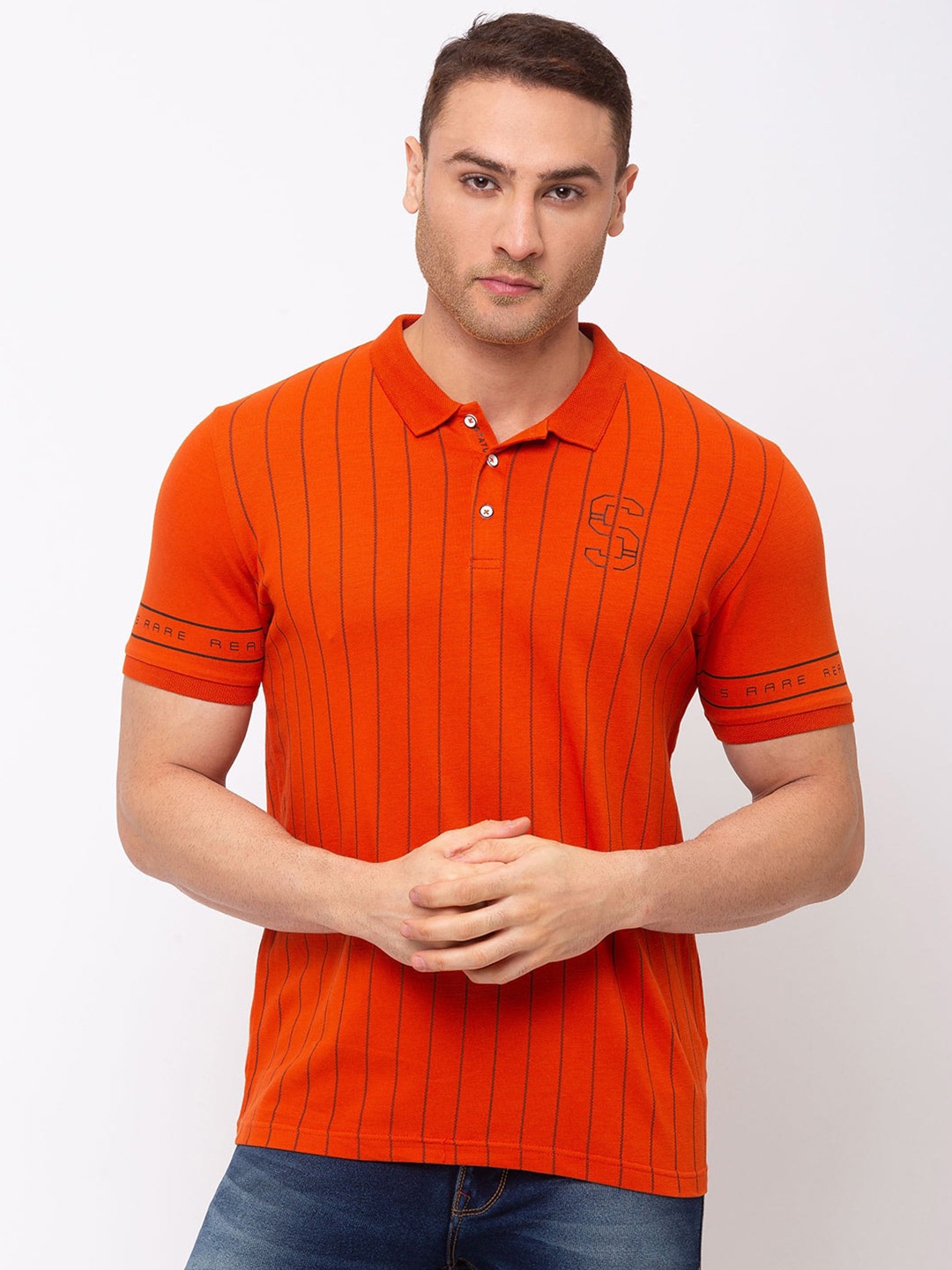

Status Quo Men Orange Polo Collar T-shirt