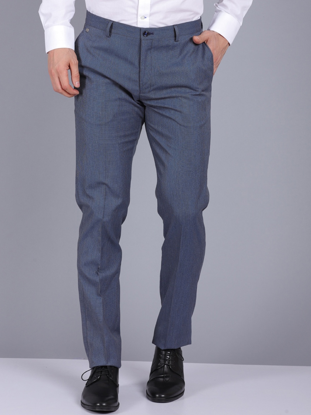 

CANOE Men Grey Smart Low-Rise Trousers