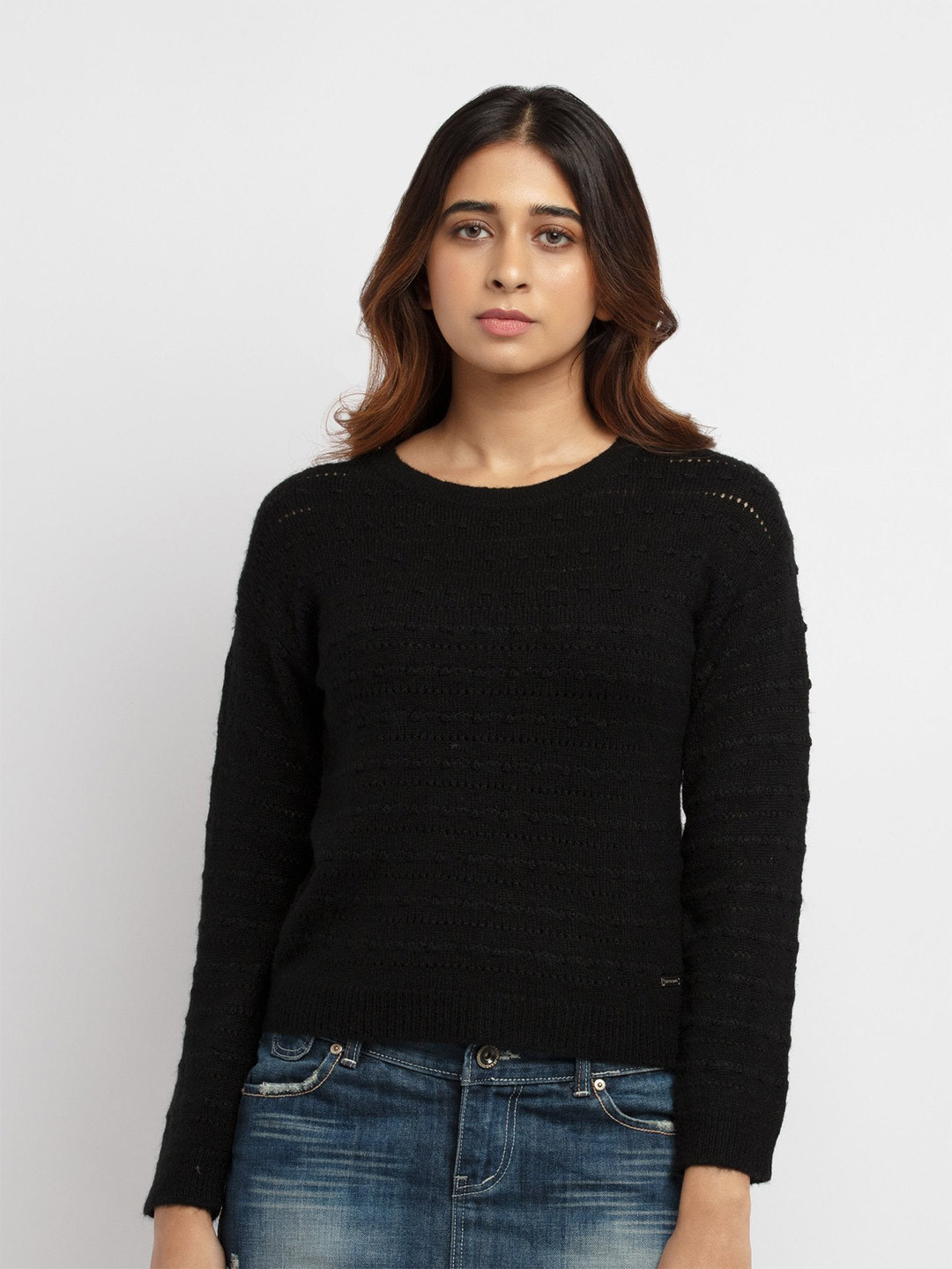

Status Quo Women Black Solid Pullover