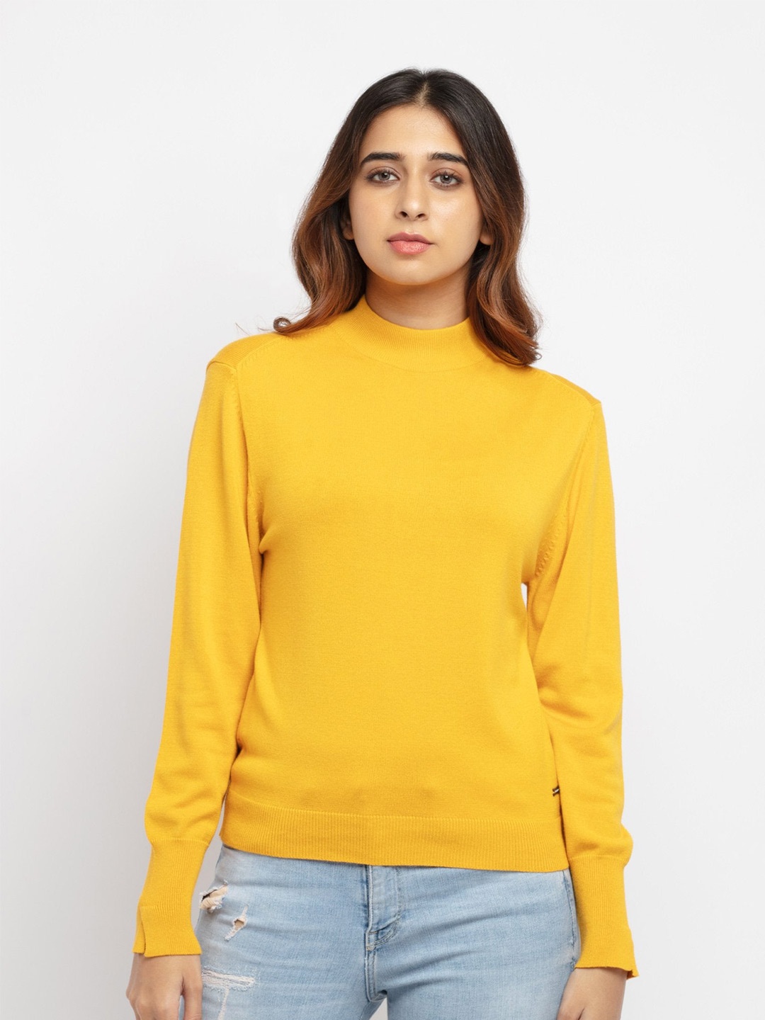 

Status Quo Women Yellow Solid Pullover Sweater