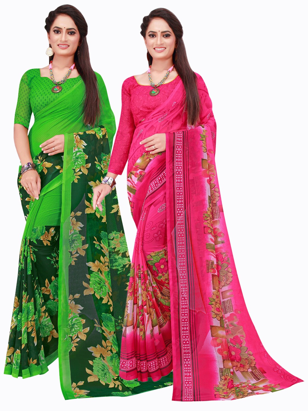 

KALINI Set of 2 Pure Georgette Saree, Pink