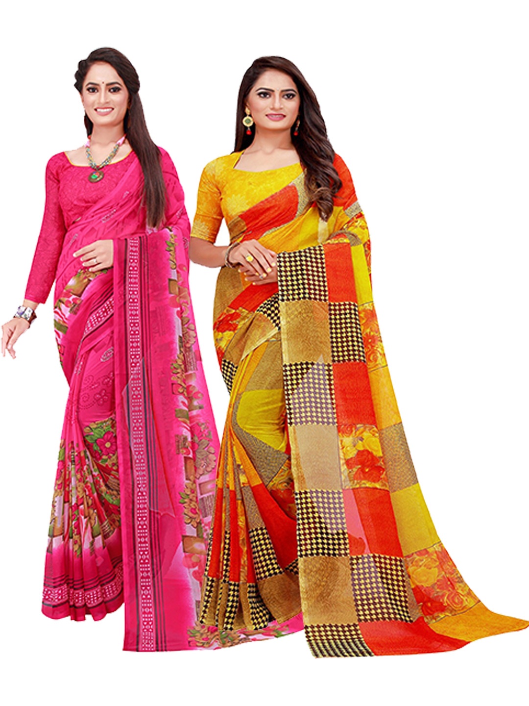 

KALINI Set of 2 Pure Georgette Saree, Magenta