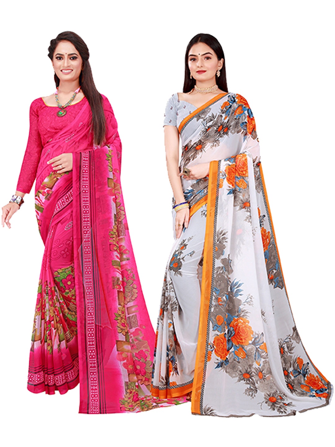 

KALINI Set of 2 Pure Georgette Saree, Pink