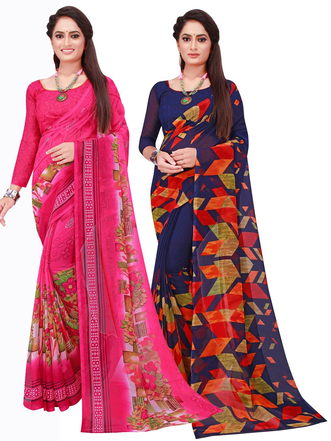 

KALINI Set of 2 Pure Georgette Saree, Pink