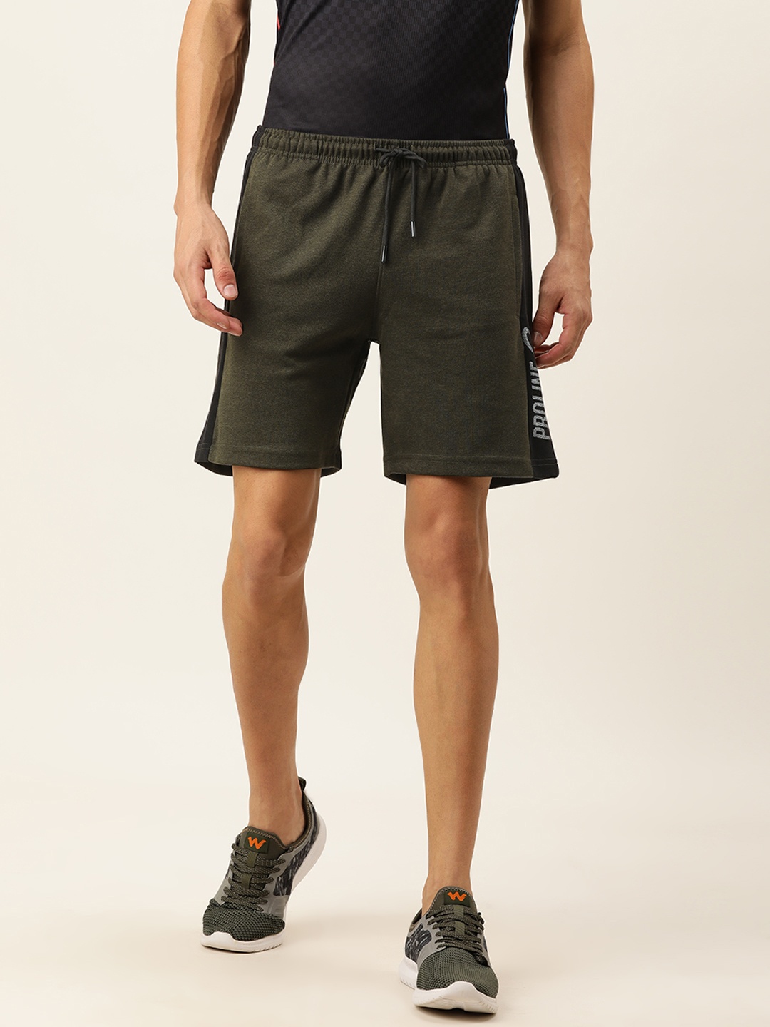 

Proline Active Men Olive Green Solid Shorts With Contrast Sides