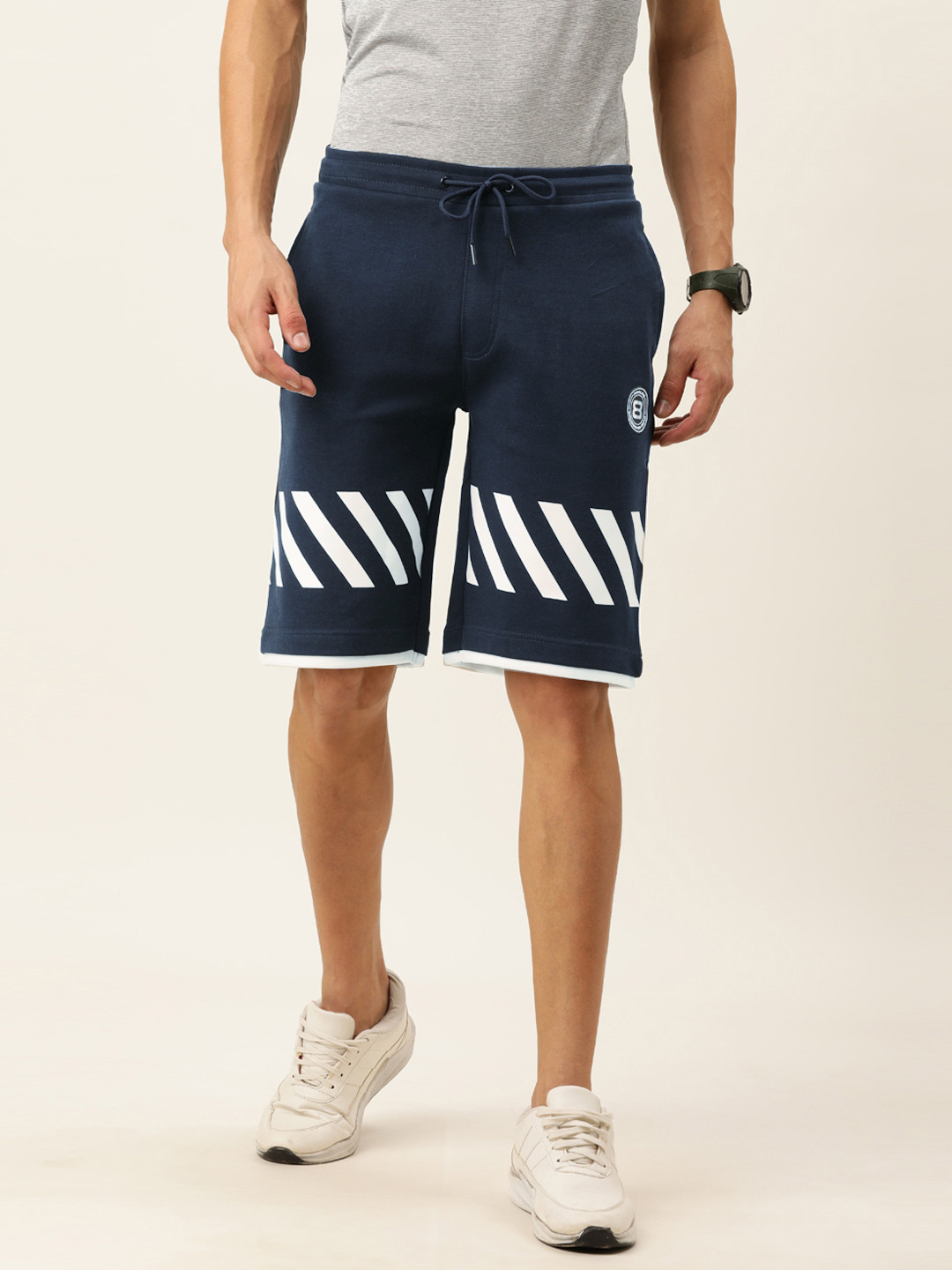 

Proline Active Men Blue Striped Sports Shorts