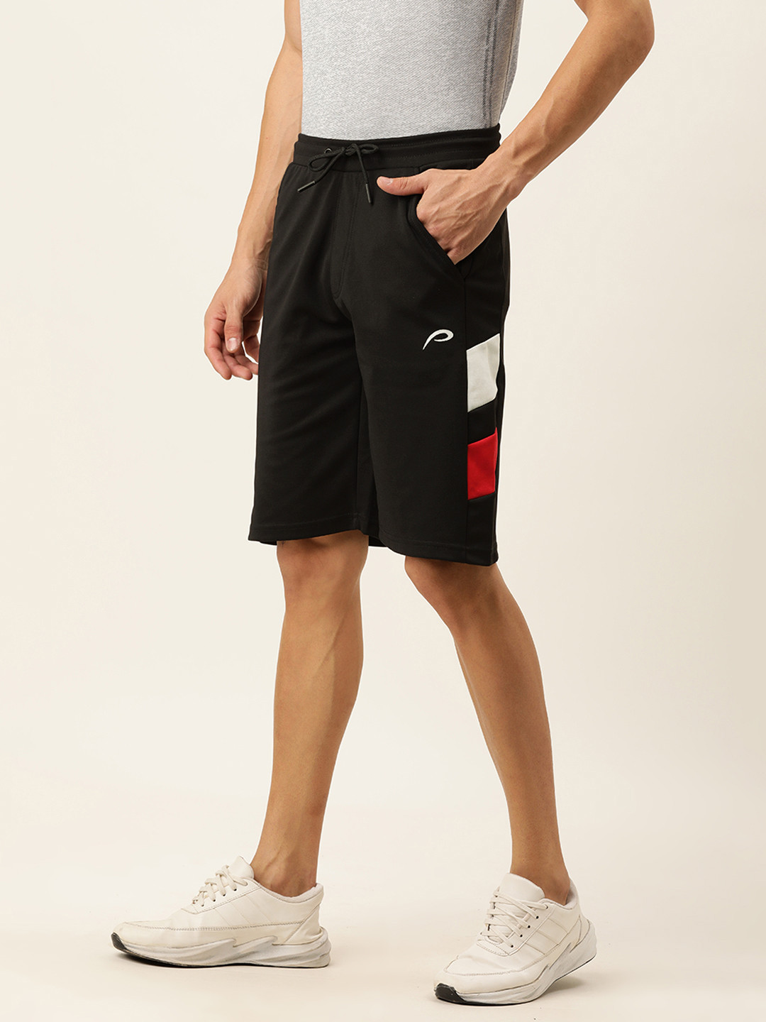 

Proline Active Men Black Solid Rapid-Dry Sports Shorts With Side Stripes