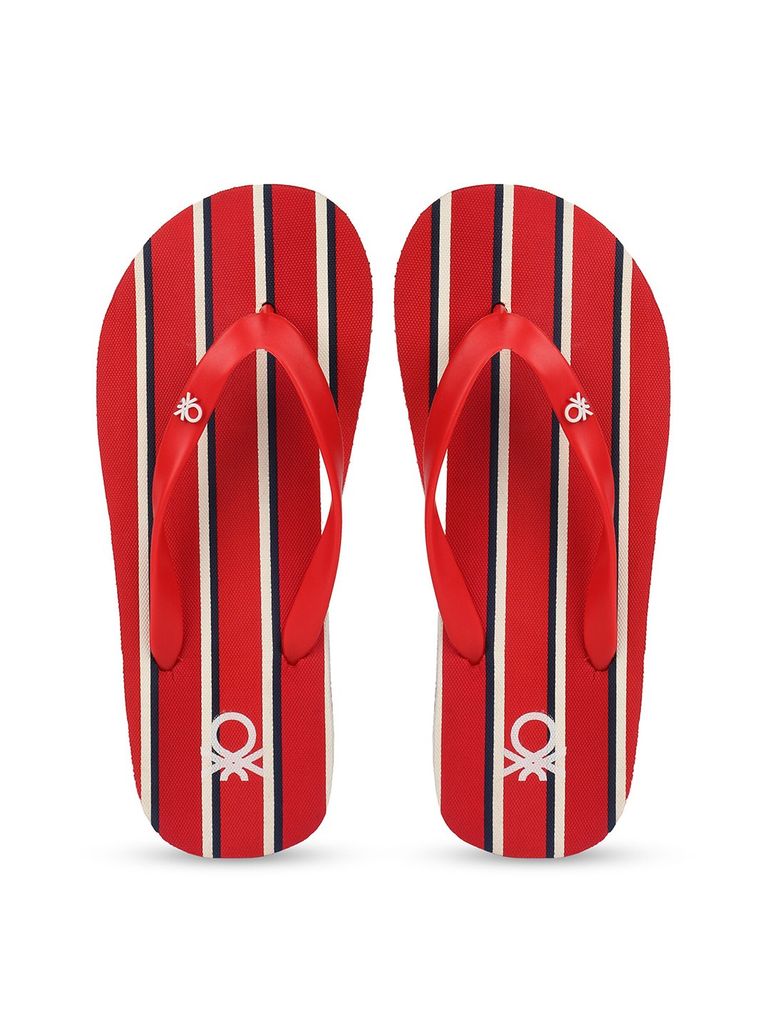 

United Colors of Benetton Men Red & White Printed Thong Flip-Flops