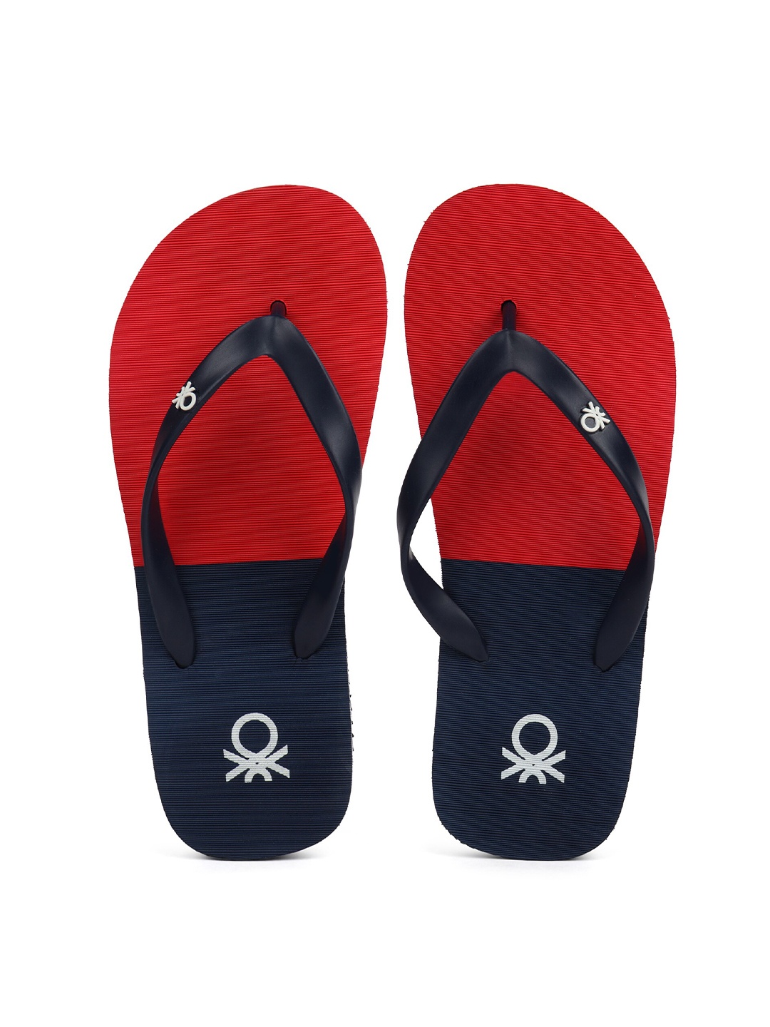 

United Colors of Benetton Men Navy Blue & Red Colourblocked Thong Flip-Flops