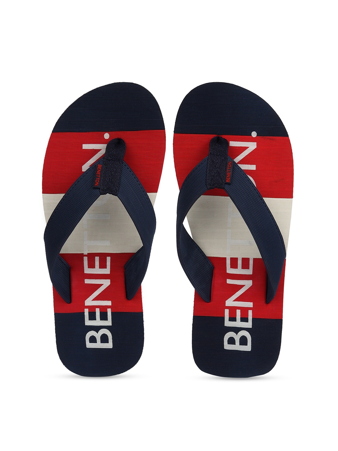 

United Colors of Benetton Men Navy Blue & Red Printed Thong Flip-Flops