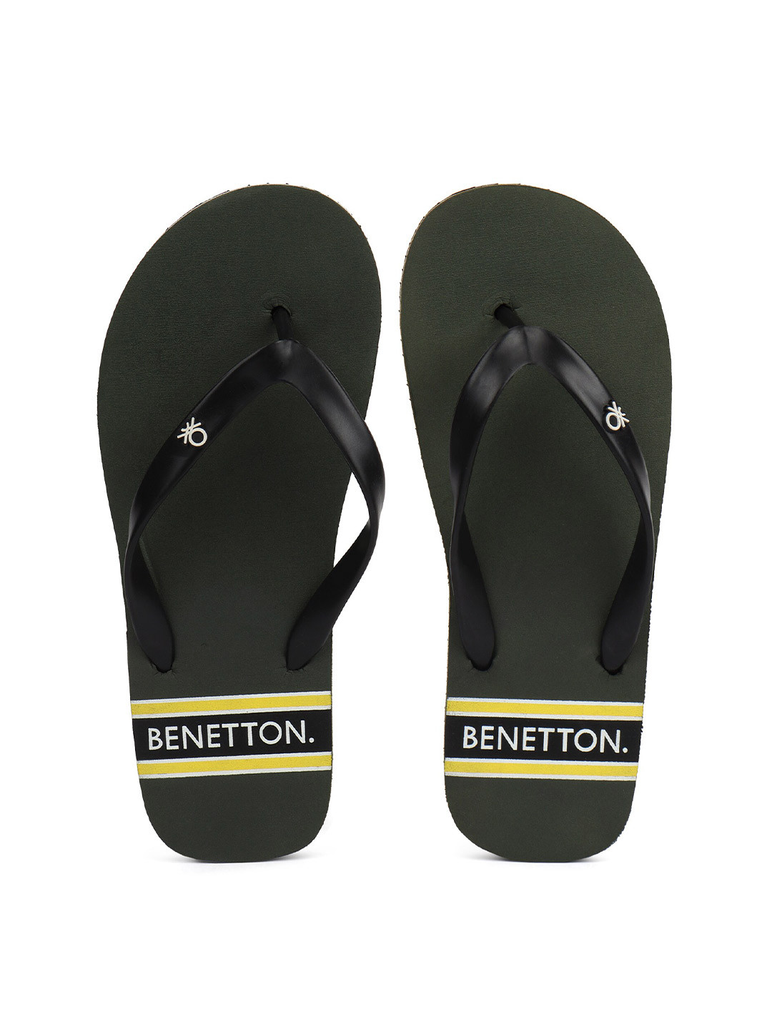 

United Colors of Benetton Men Black & Yellow Printed Thong Flip-Flops