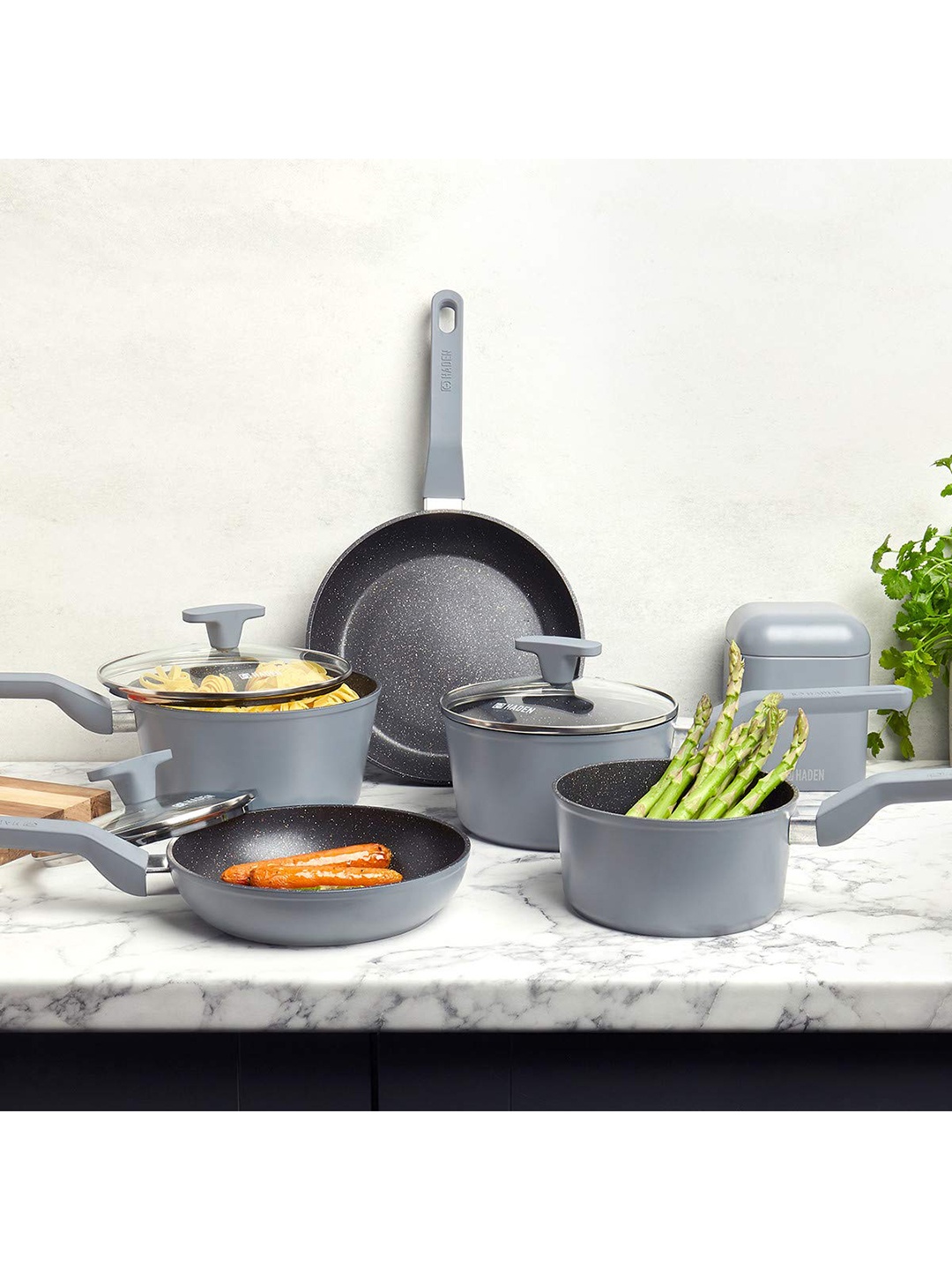 

Haden Set Of 5 Grey Solid Aluminium Frying Pan