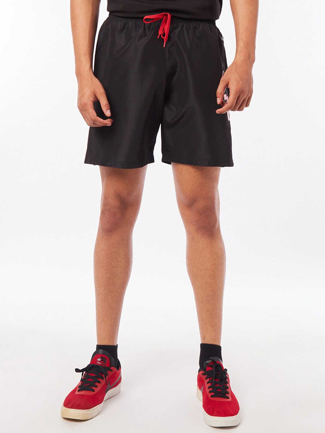 

Bewakoof X Play Men Black Printed PLAY Typography Utility Sports Shorts