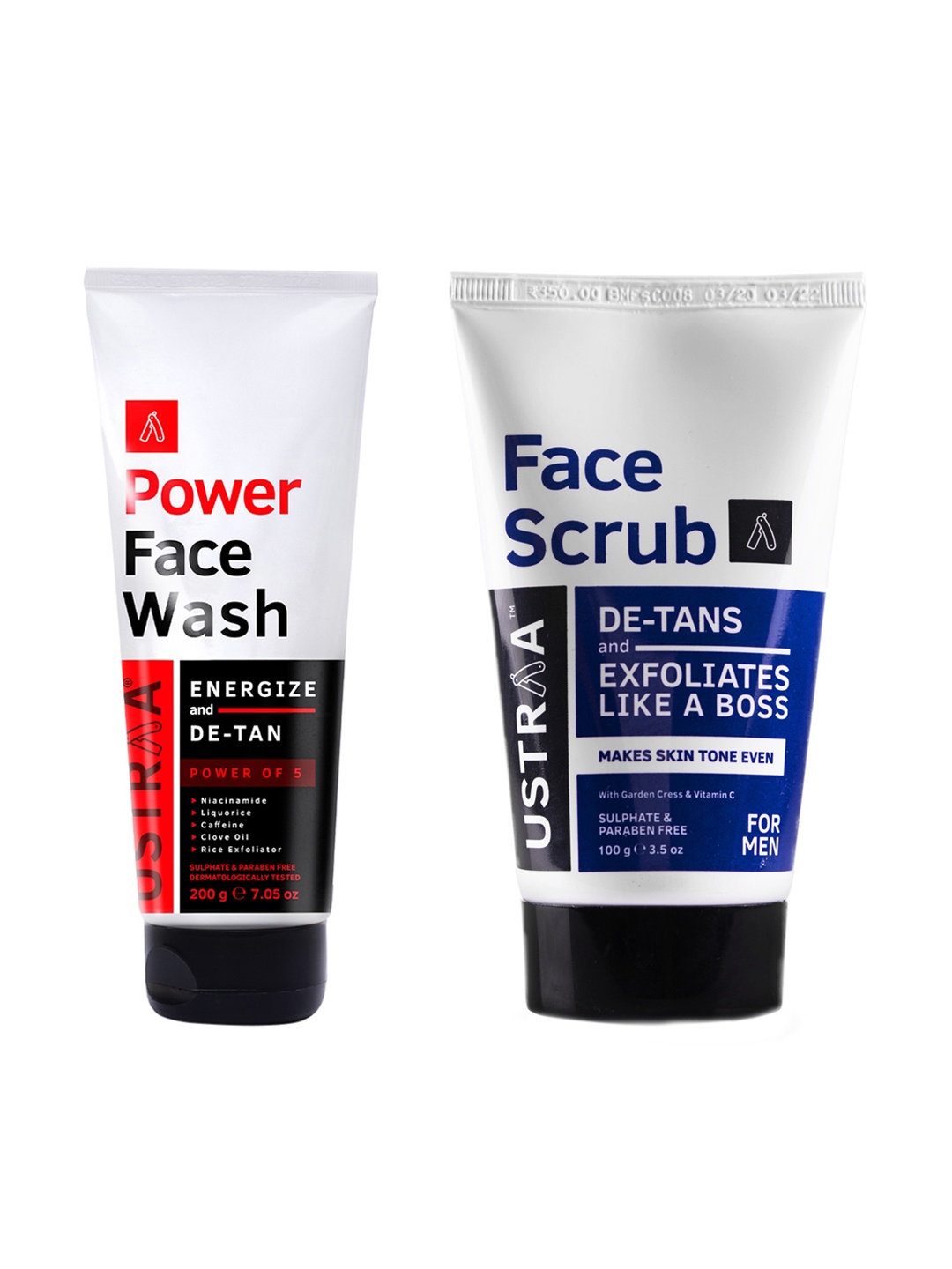 

Ustraa Set of Power Face Wash 200g & De-Tan Face Scrub 100g, White