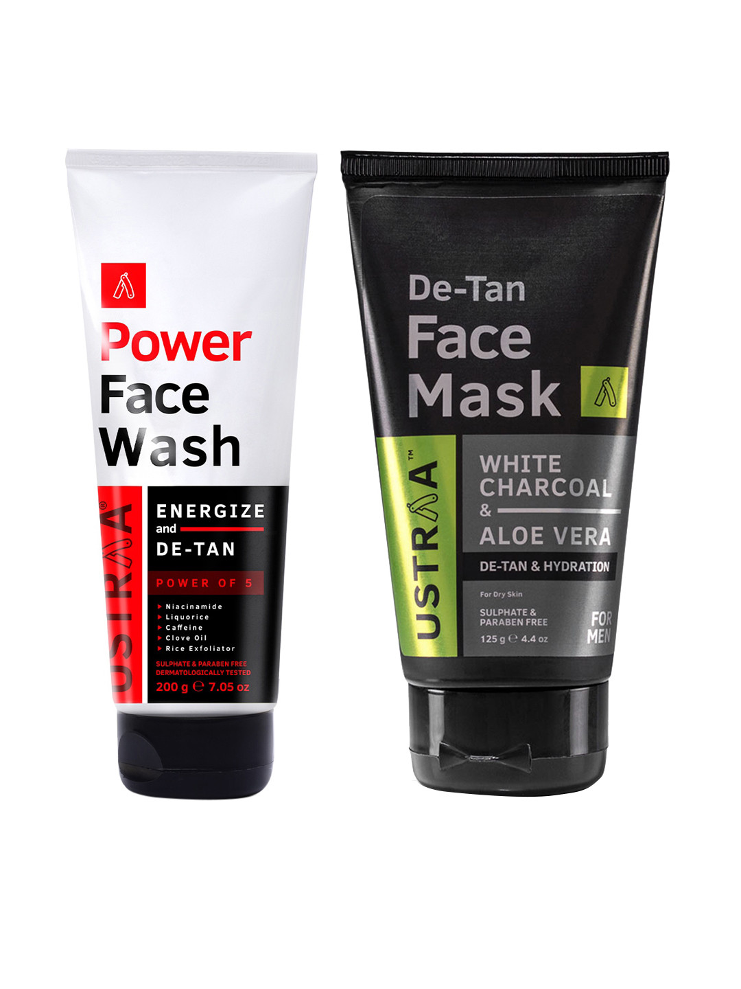 

Ustraa Set of Power Face Wash 200g & De-Tan Face Mask For Dry Skin 125g, White