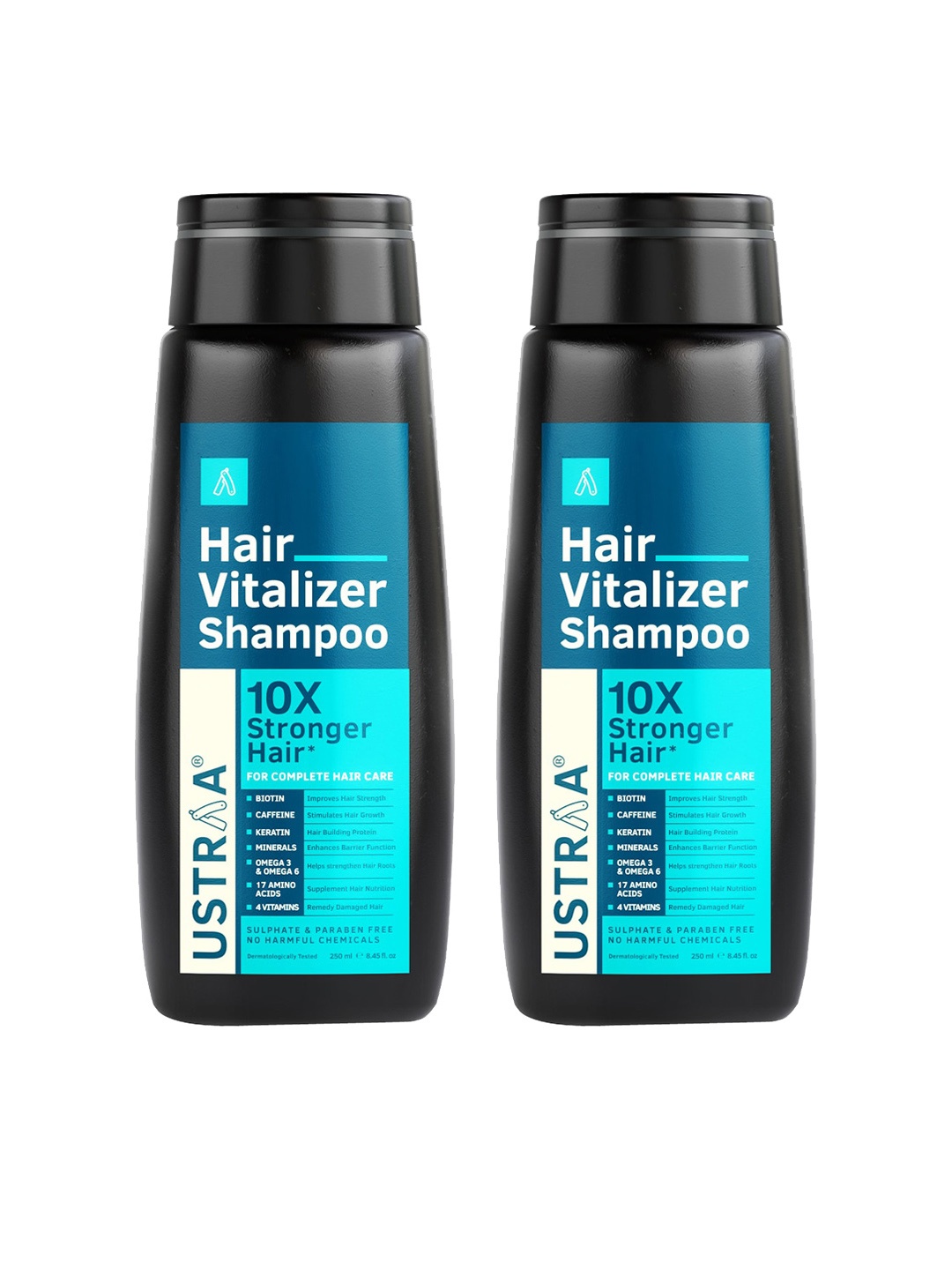

Ustraa Set of 2 Men 10x Stronger Hair Vitalizer Shampoo 250 ml each, Blue