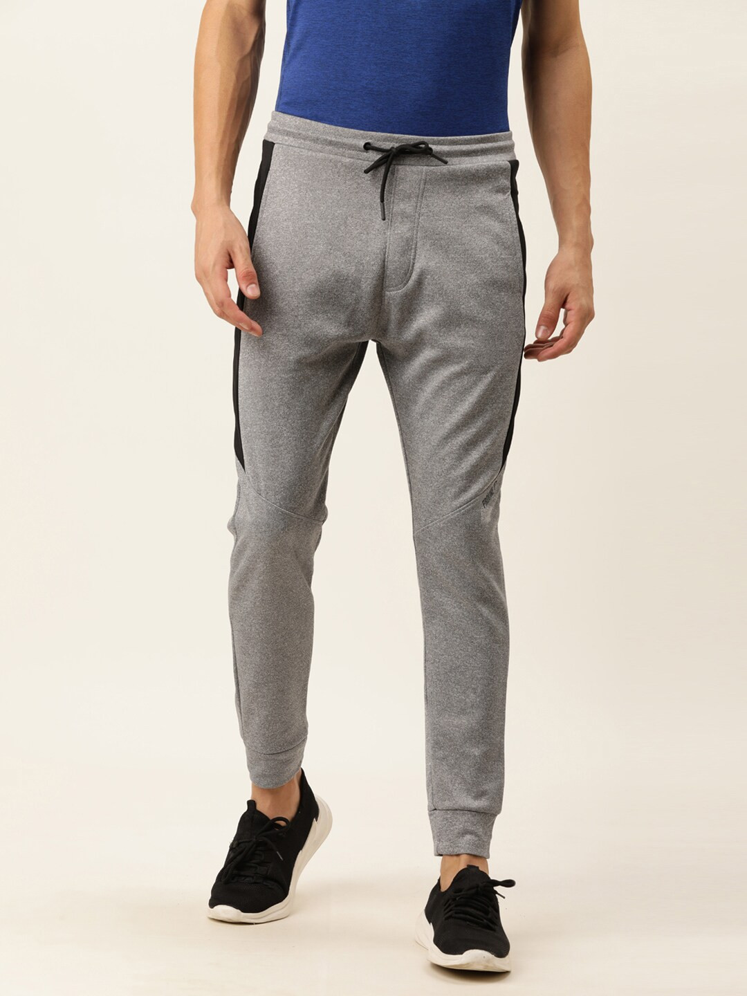 

Proline Active Men Grey & Black Colourblocked Mid Rise Joggers