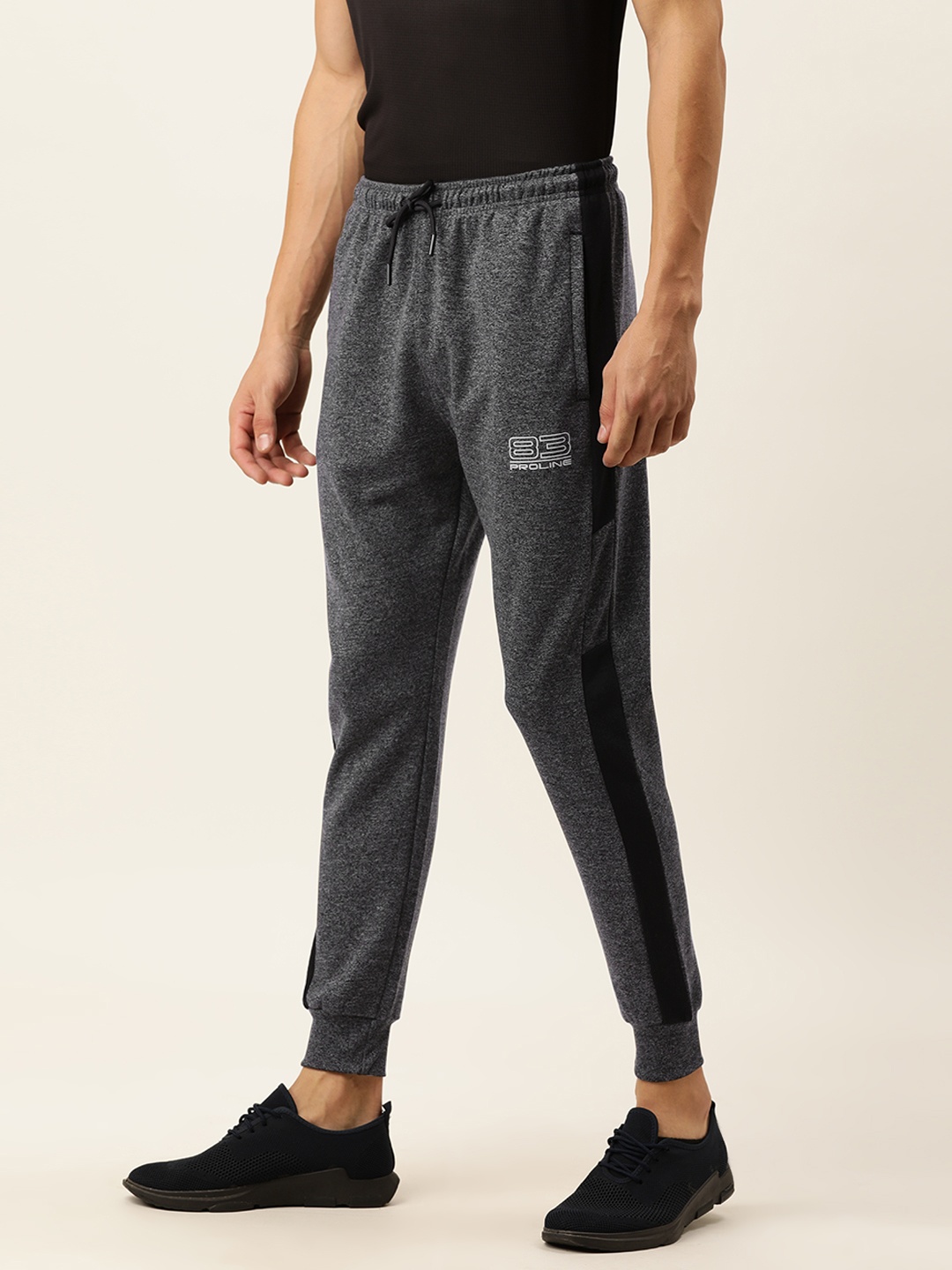 

Proline Active Men Grey & Black Colourblocked Mid Rise Casual Joggers