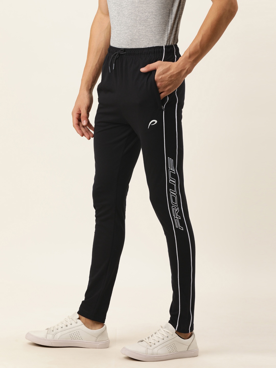 

Proline Active Men Grey & Black Printed Mid Rise Track Pants