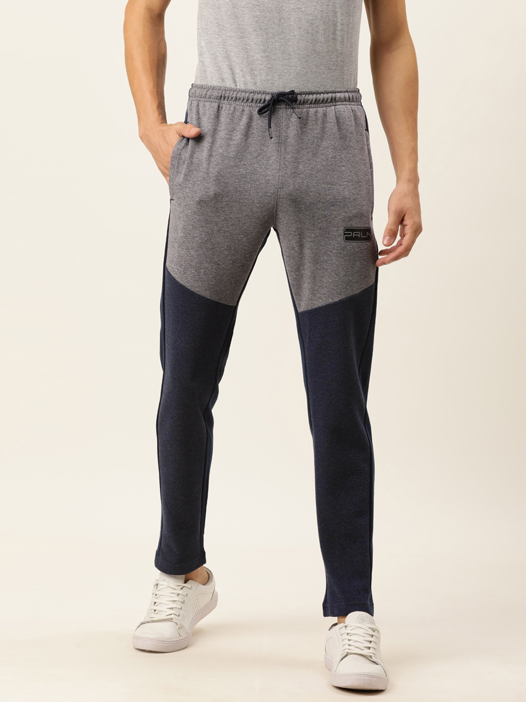 

Proline Active Men Blue & Grey Colourblocked Slim Fit Track Pant