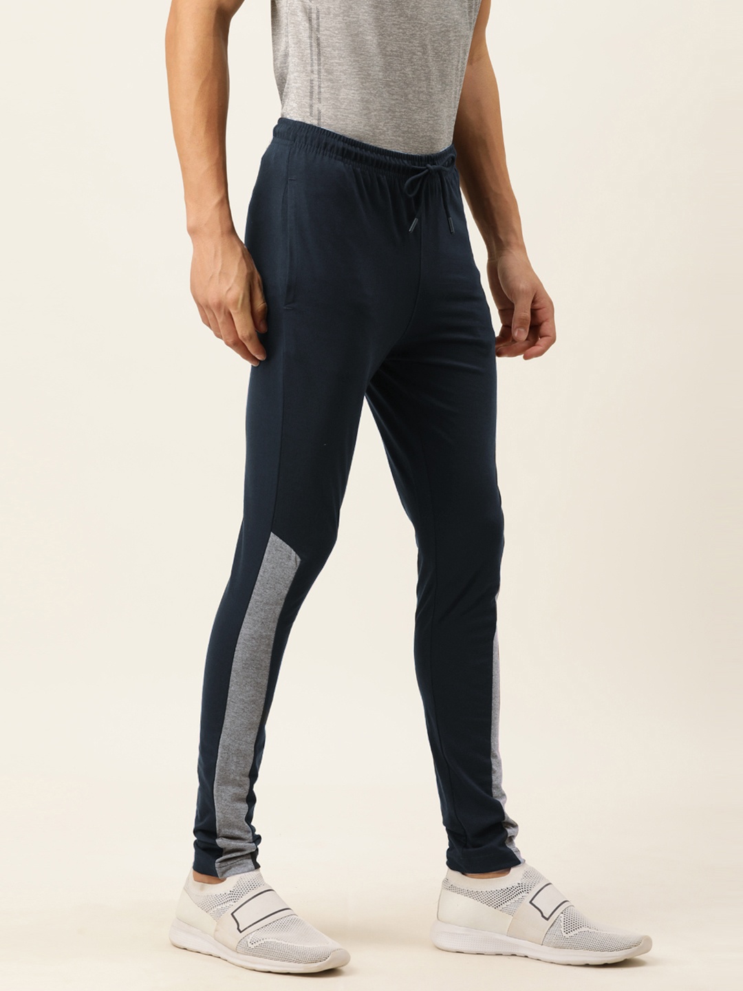 

Proline Active Men Grey & Teal Blue Colourblocked Mid Rise Track Pants