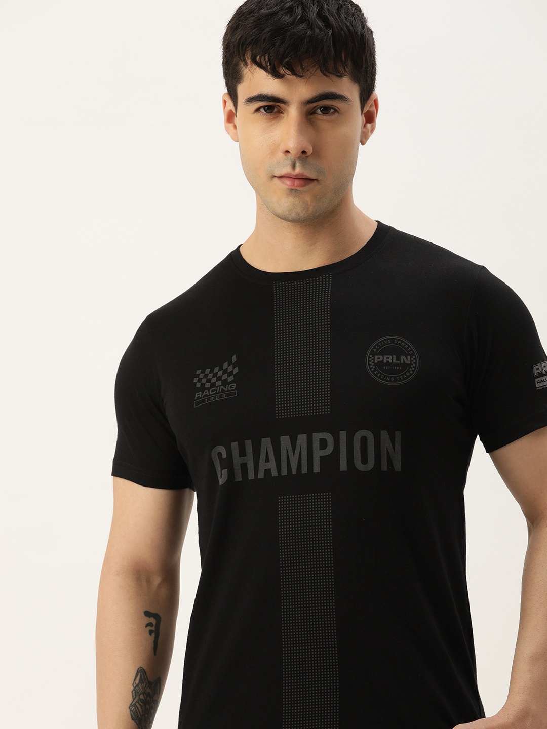 

Proline Active Men Typography Printed Pure Cotton T-shirt, Black