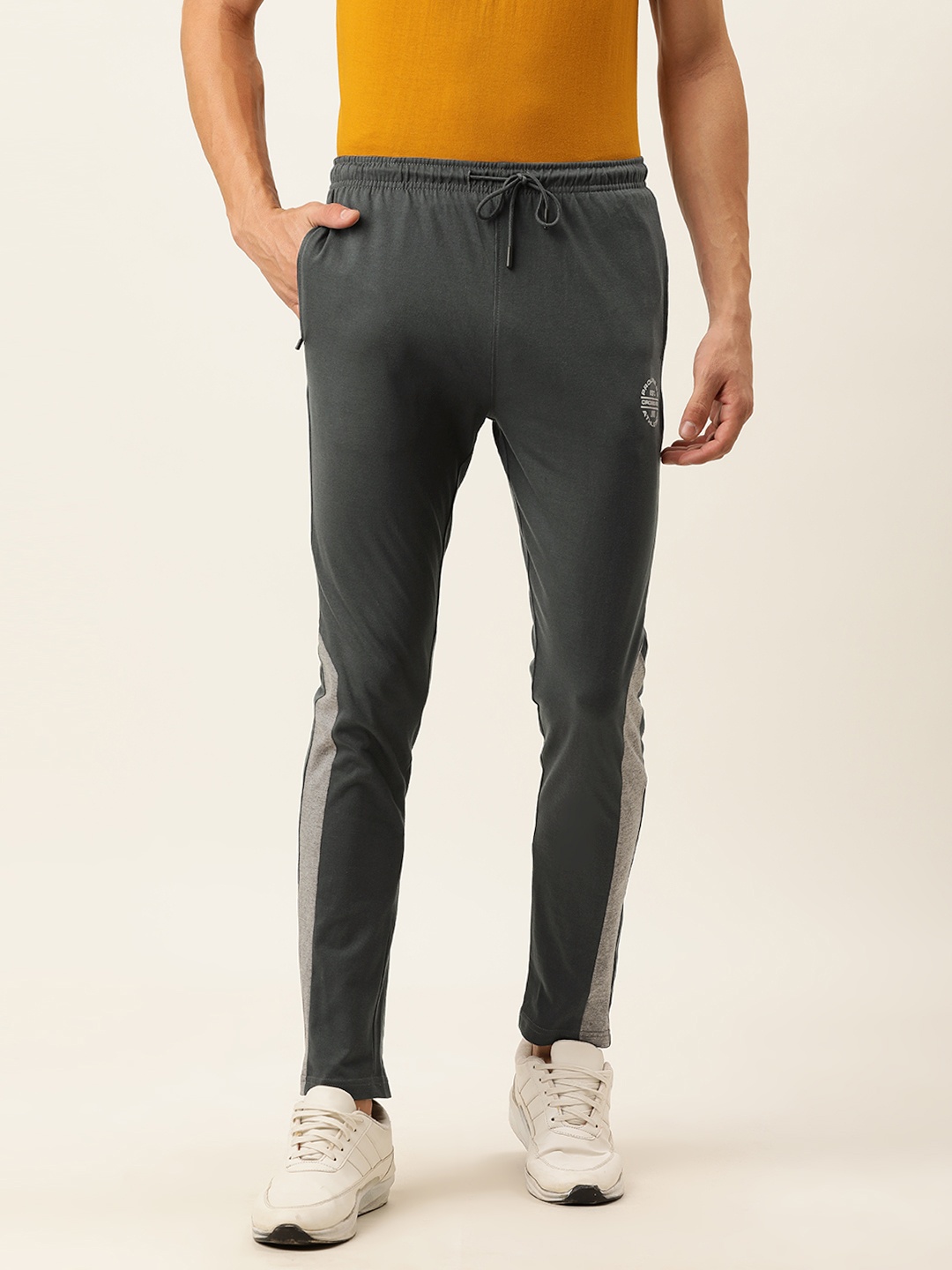 

Proline Active Men Blue & Grey Slim Fit Colourblocked Track Pants
