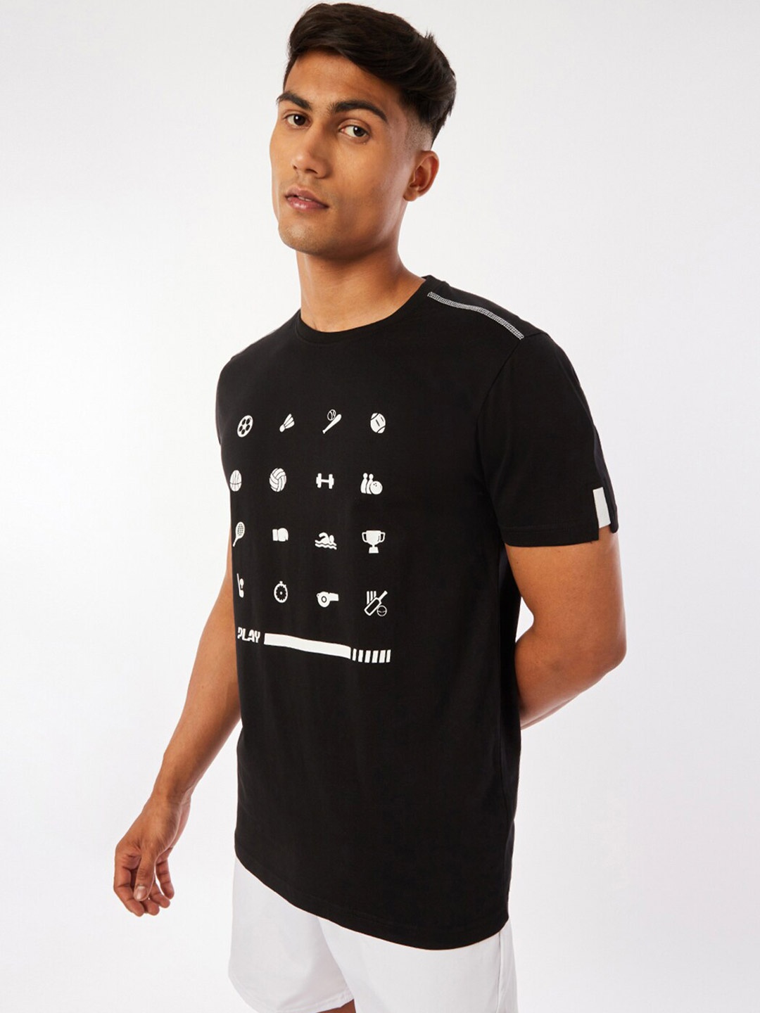 

Bewakoof X Play Men Black Printed T-shirt
