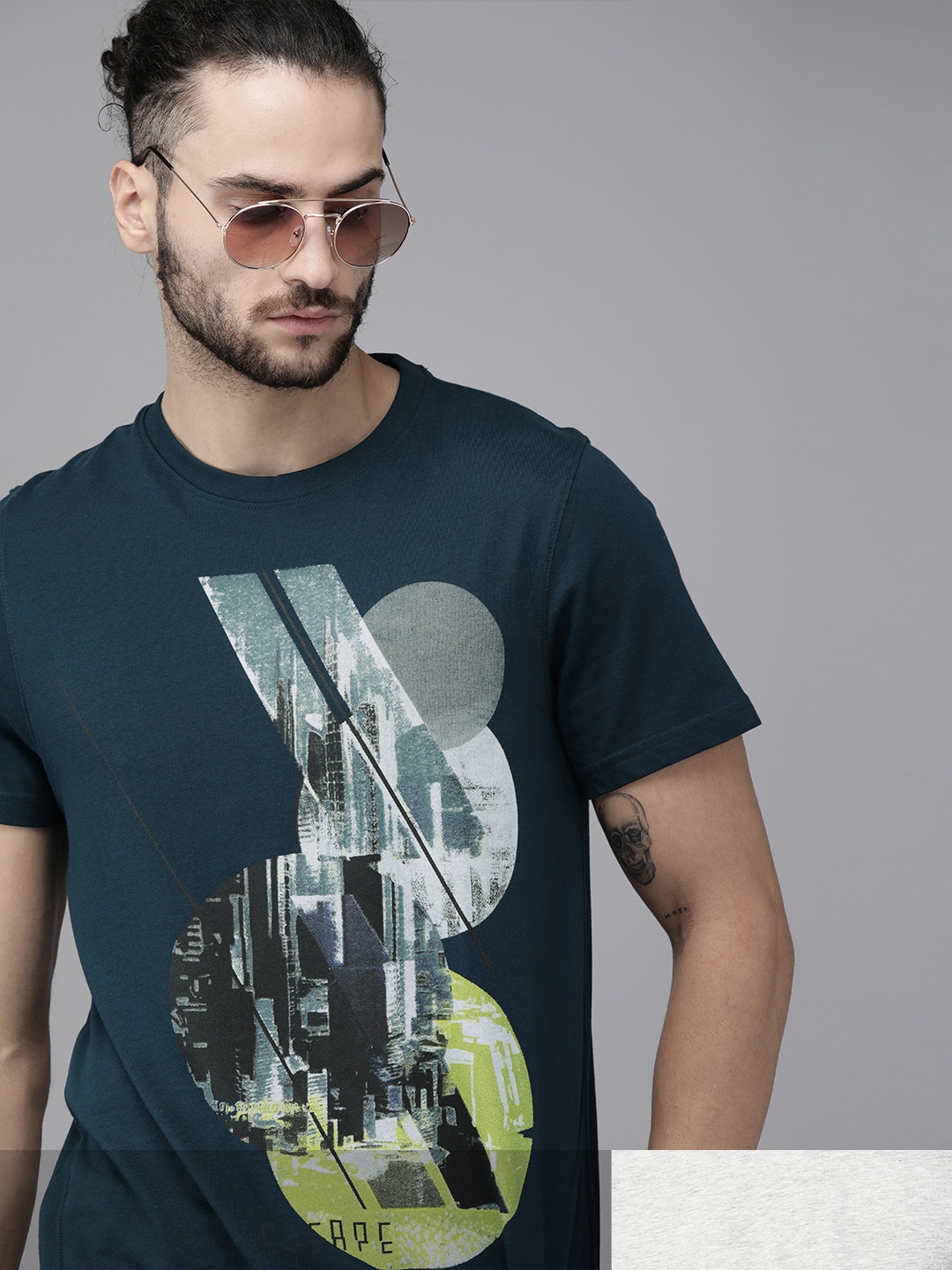 

Roadster Men Pack of 2 Solid T-shirts, Navy blue