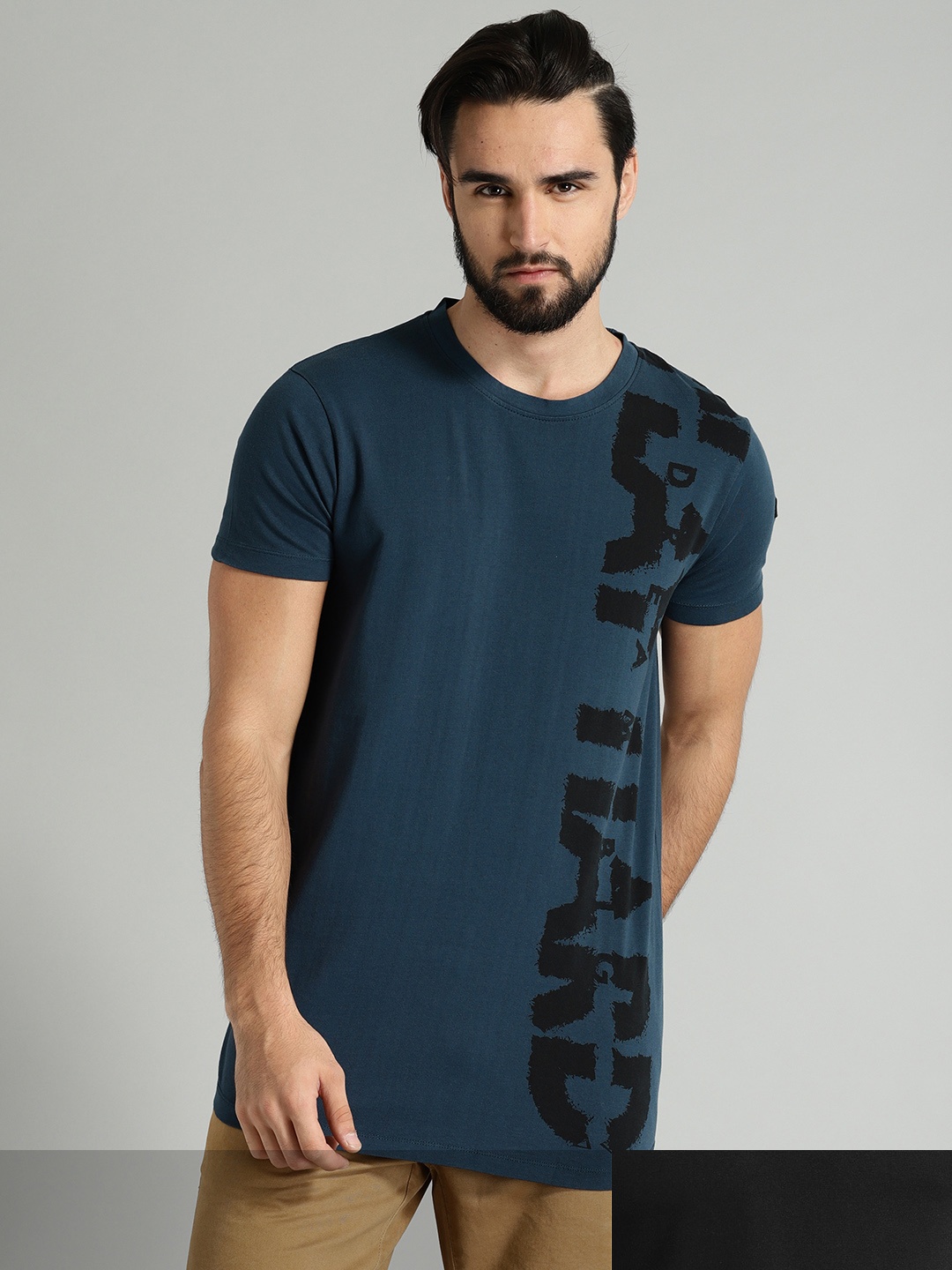 

Roadster Men Pack Of 2 Solid Pure Cotton T-shirts, Blue